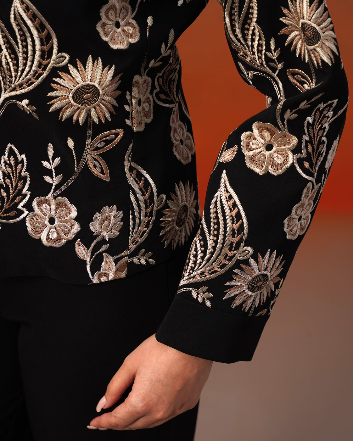 The Lumière Edit - The Celine Black Embroidered Three-Piece Suit Set