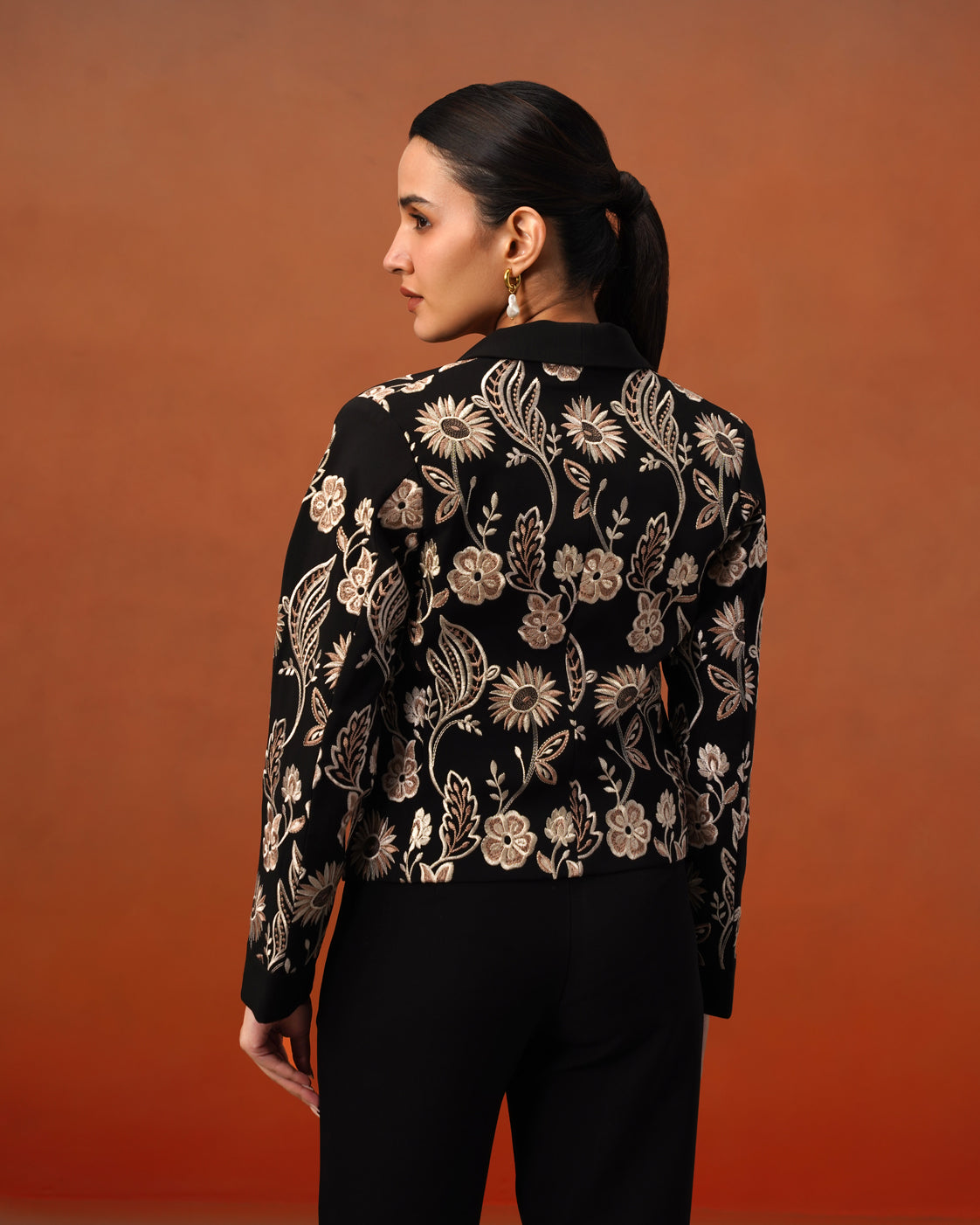 The Lumière Edit - The Celine Black Embroidered Three-Piece Suit Set