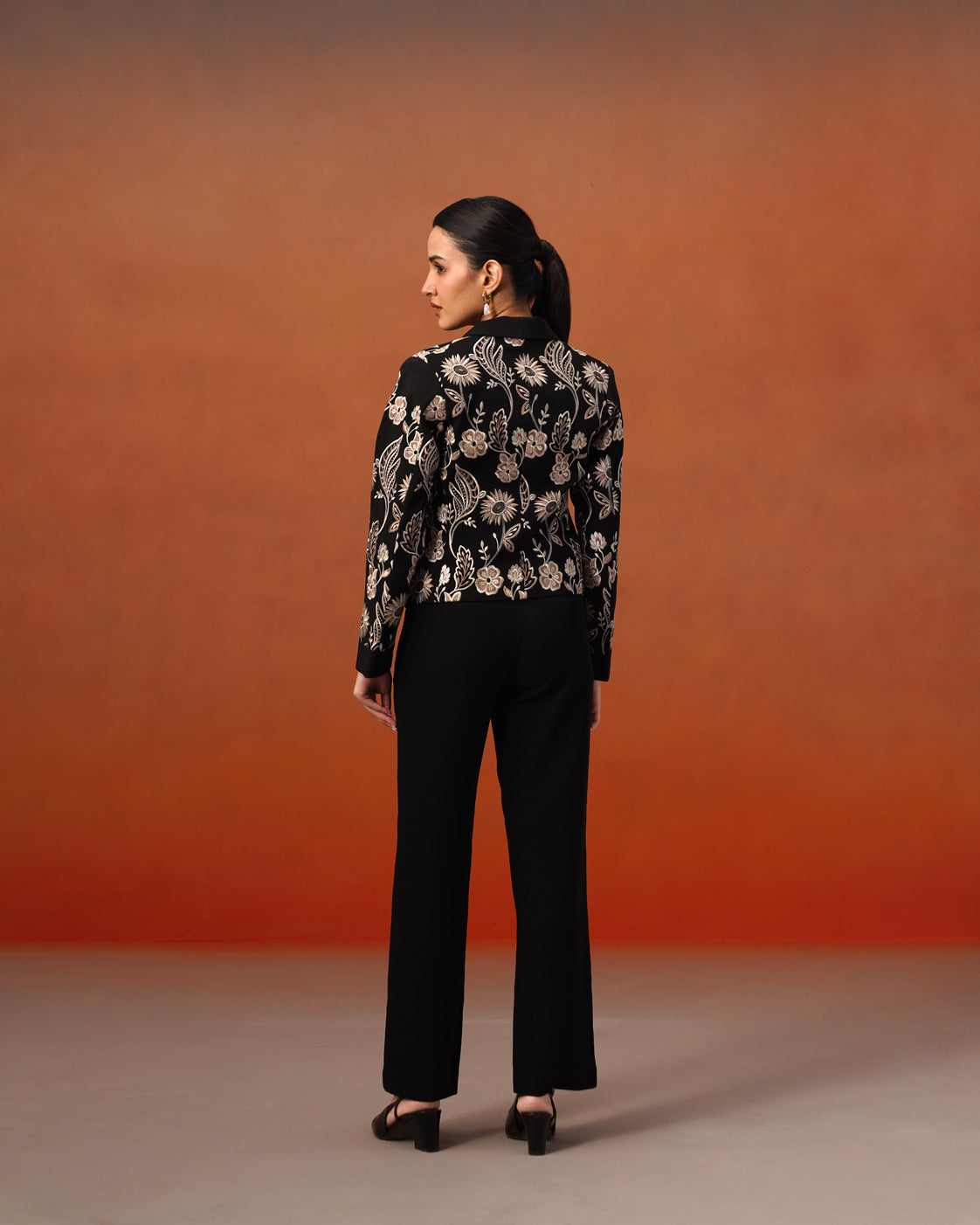 The Lumière Edit - The Celine Black Embroidered Three-Piece Suit Set