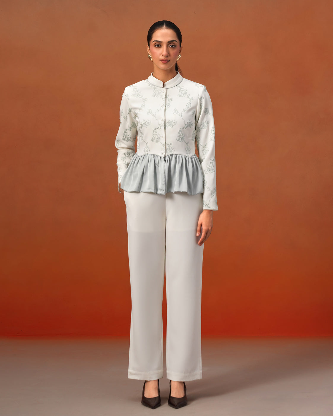 The Lumière Edit - The Cressida Ivory & Mist Peplum Set