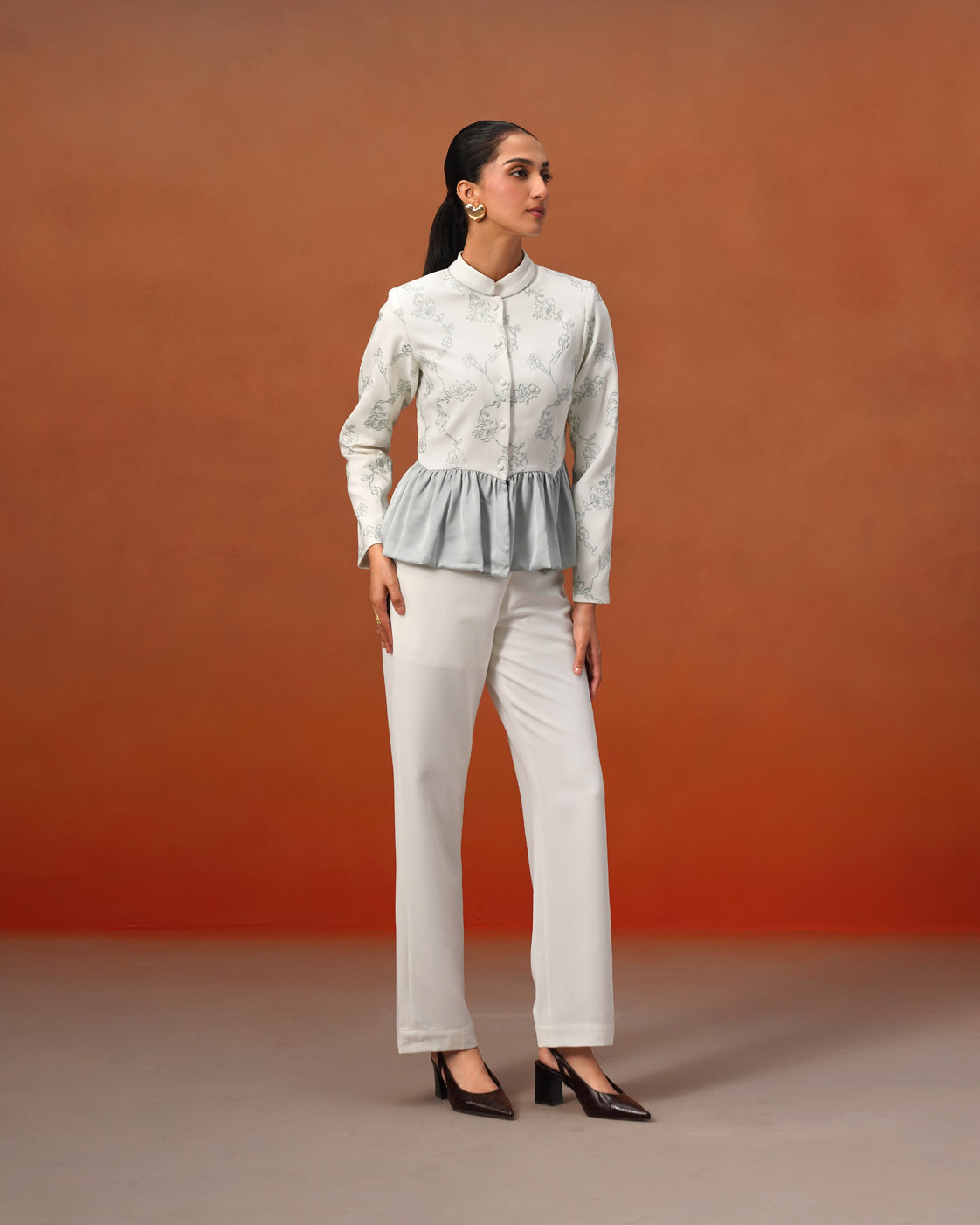 The Lumière Edit - The Cressida Ivory & Mist Peplum Set