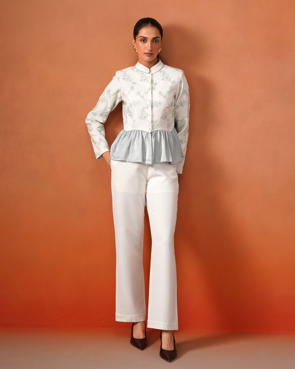 The Lumière Edit - The Cressida Ivory & Mist Peplum Set