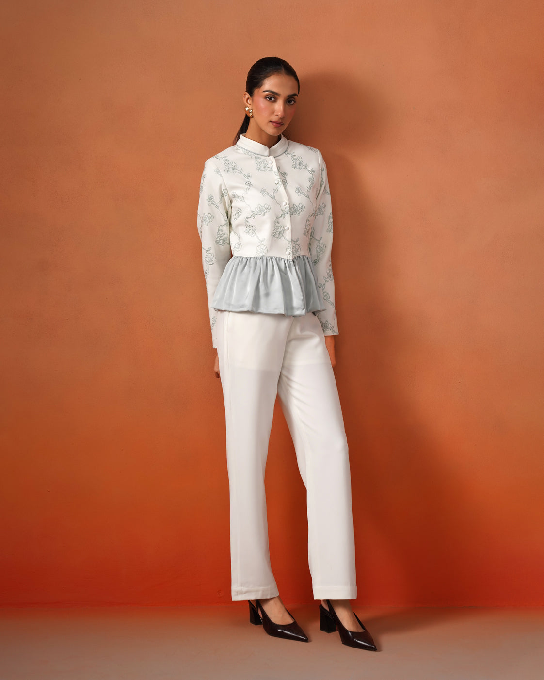 The Lumière Edit - The Cressida Ivory & Mist Peplum Set