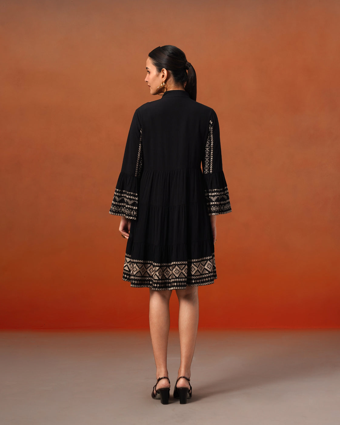 The Lumière Edit - The Siena Noir Embroidered Tiered Dress