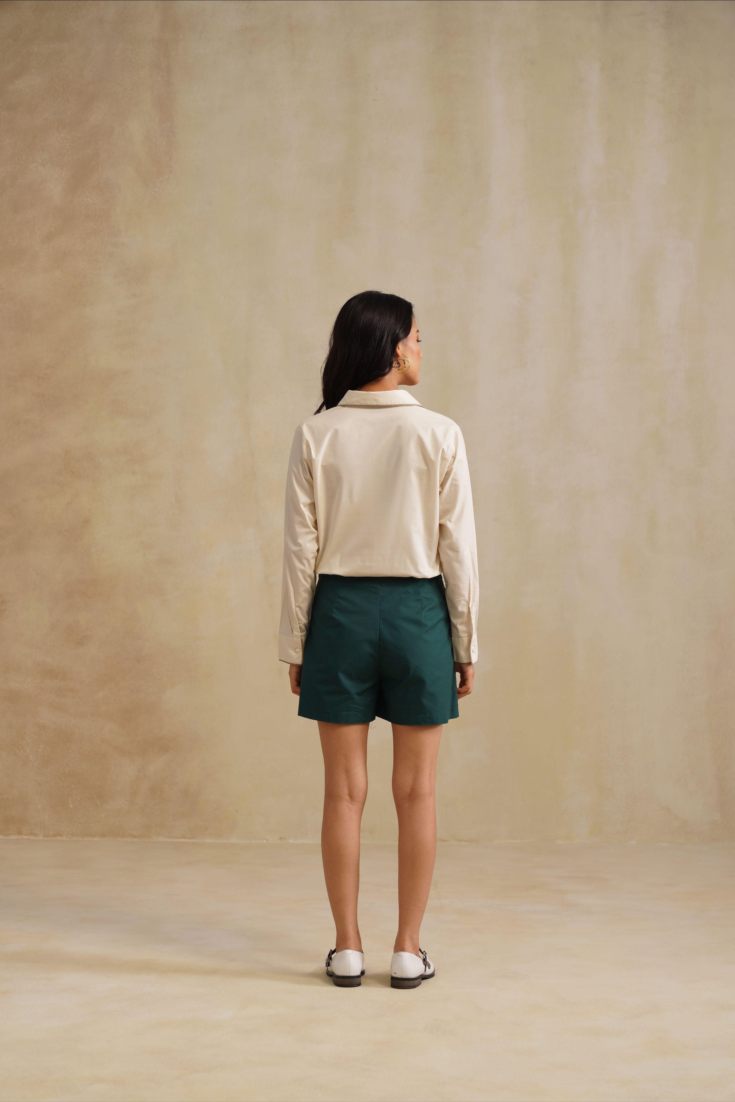 Deep Green Embroidered Shorts