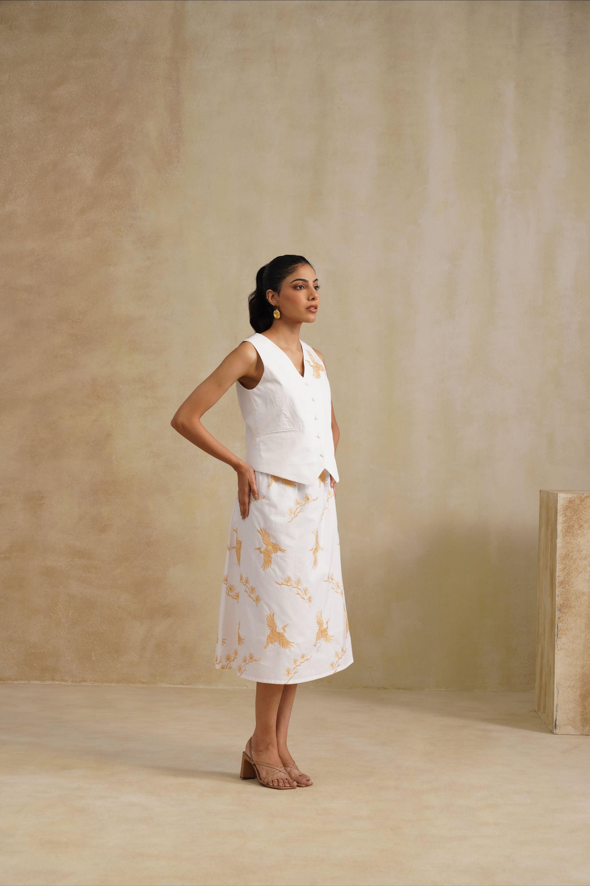 Ivory Bloom Waist Coat Set
