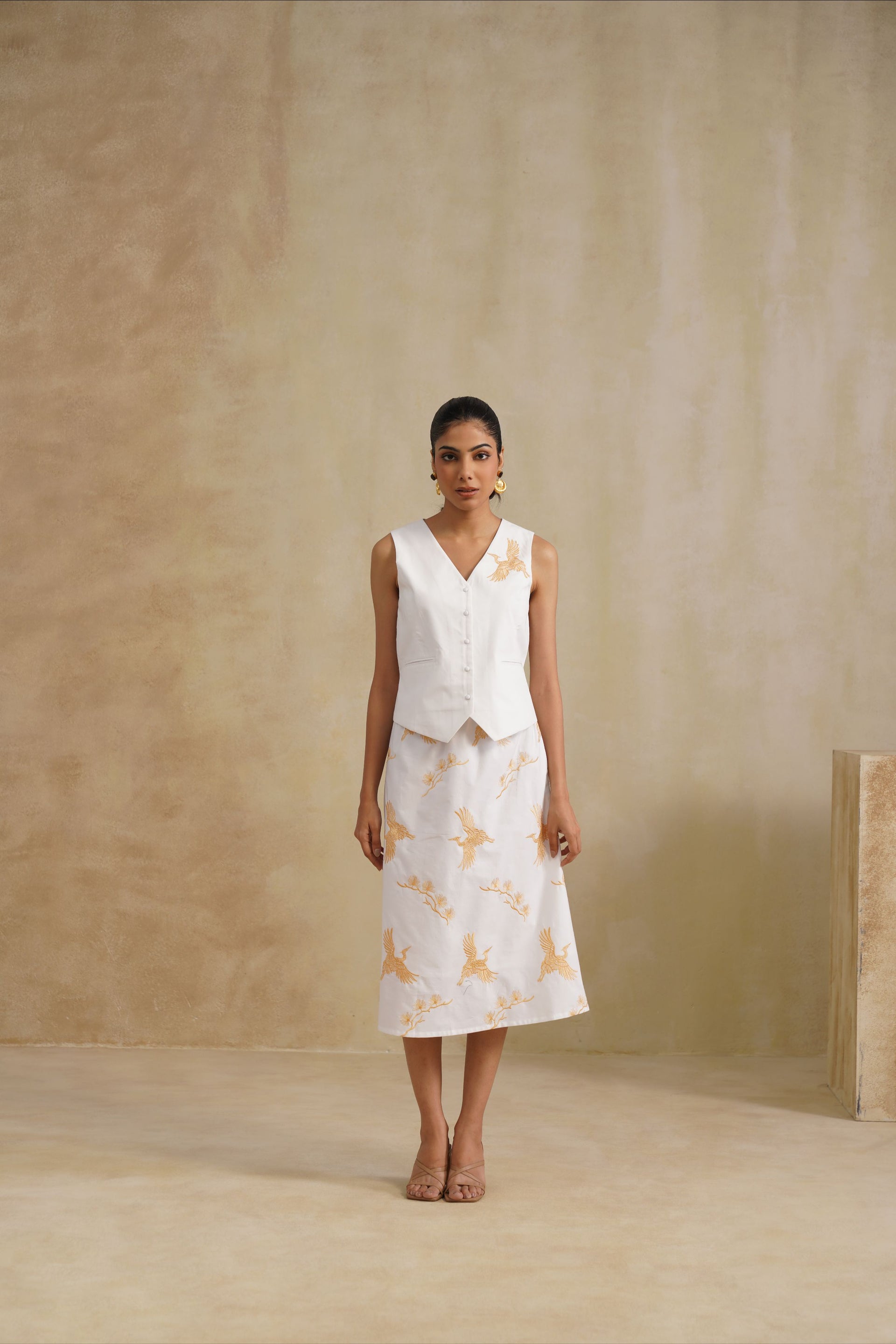 Ivory Bloom Waist Coat Set