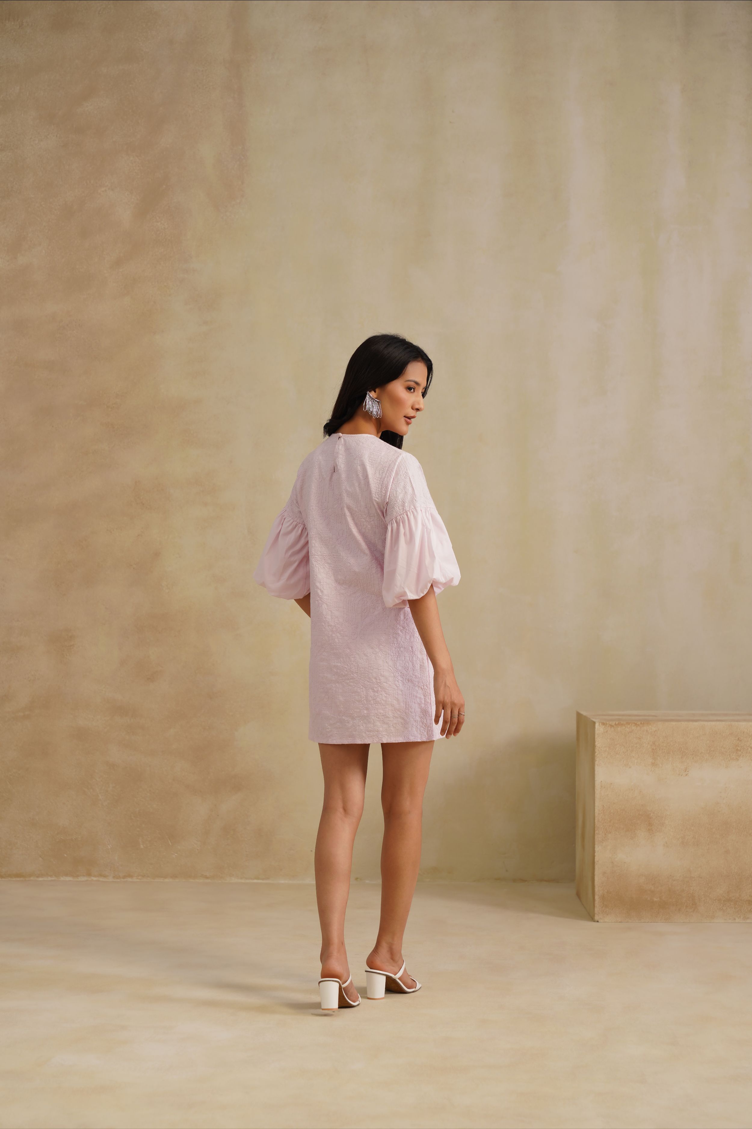 Punanya Virmani in Celeste Puff Sleeve Dress