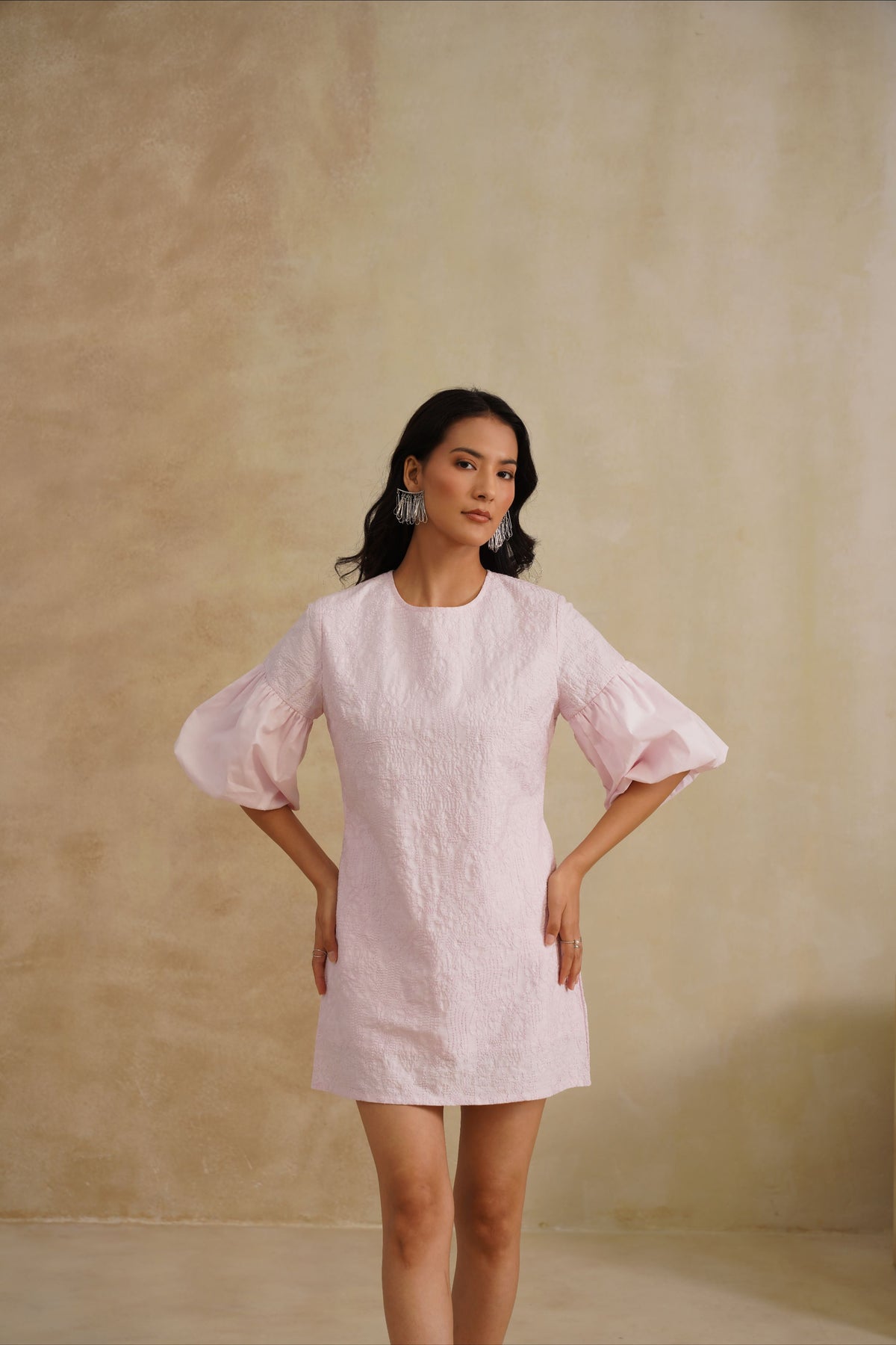 Punanya Virmani in Celeste Puff Sleeve Dress