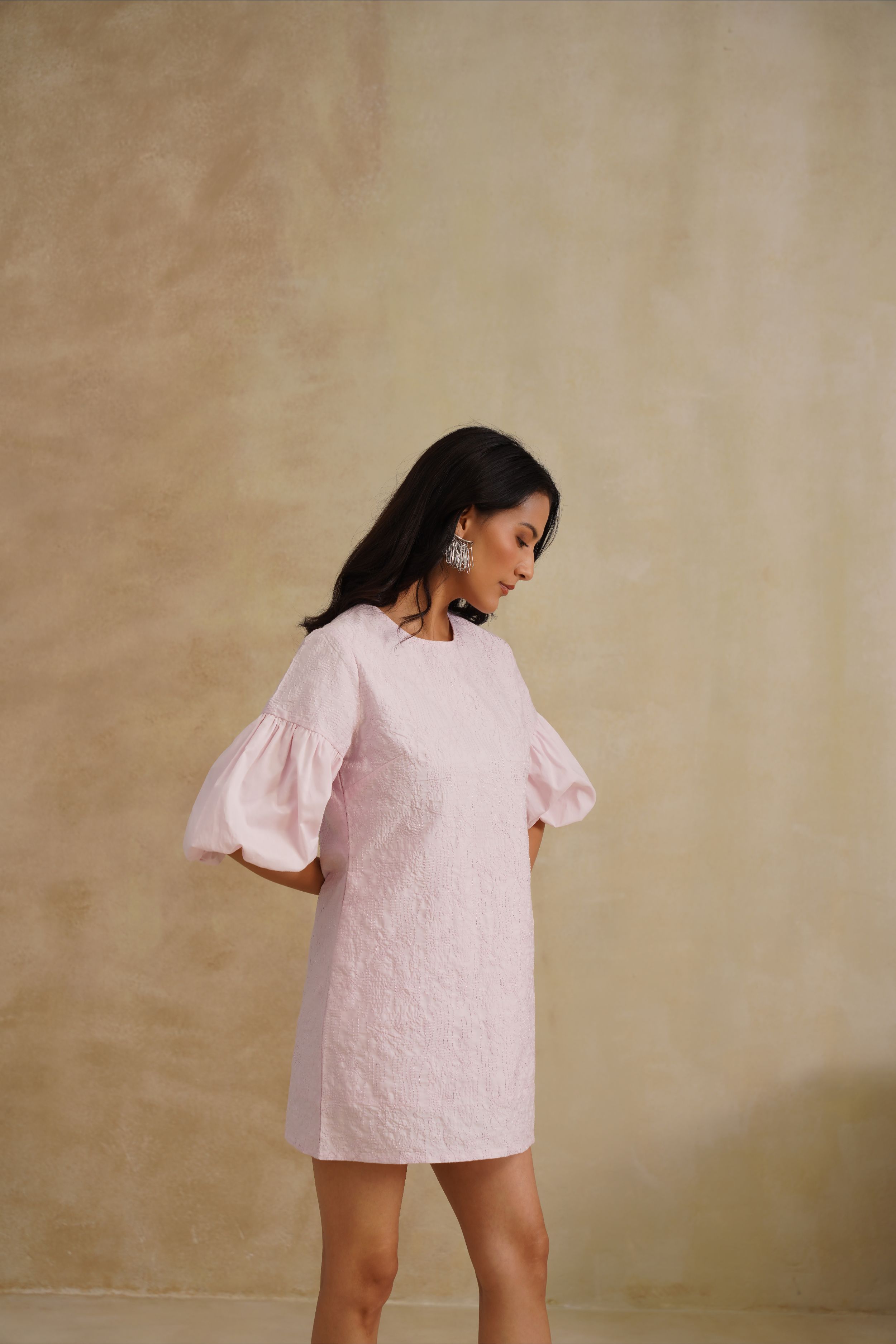 Punanya Virmani in Celeste Puff Sleeve Dress