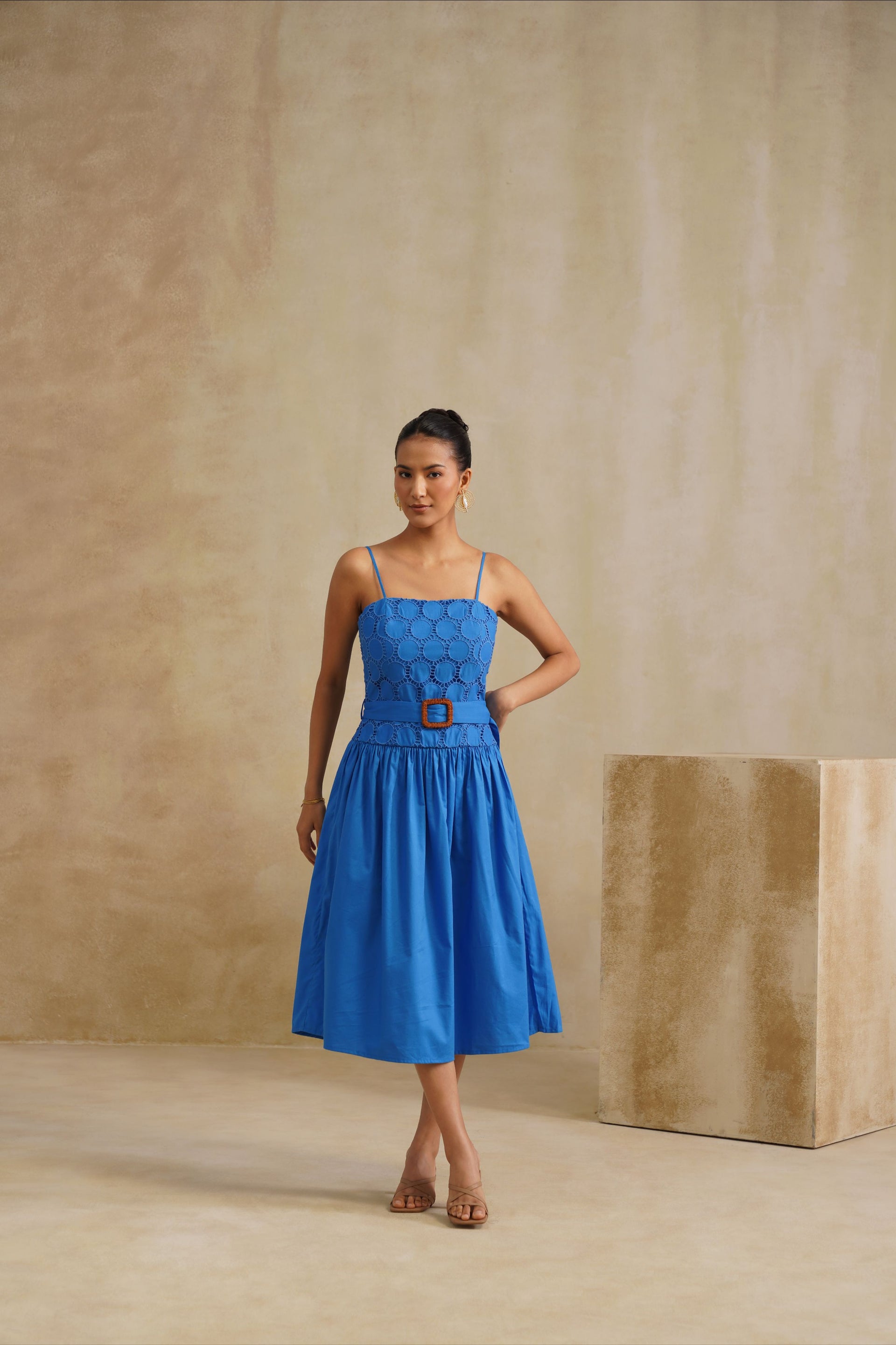 Azure Glow Midi Dress