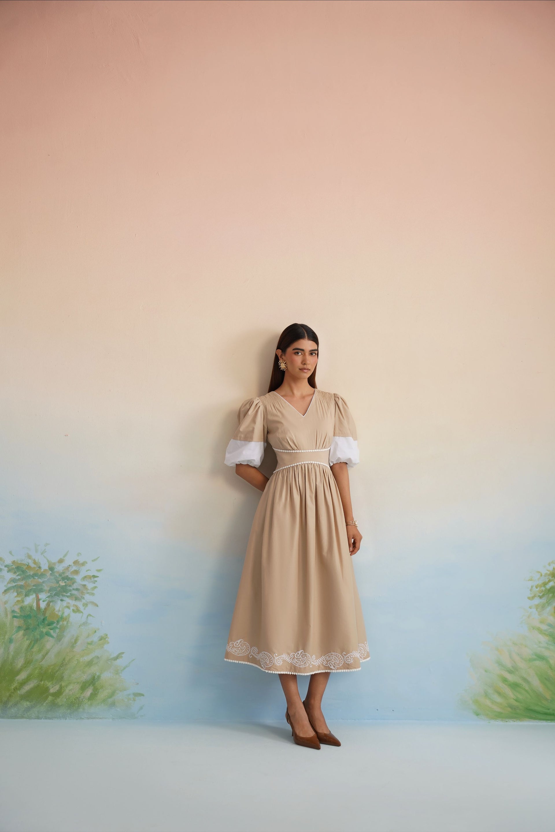 The Sand Embroidered Midi Dress