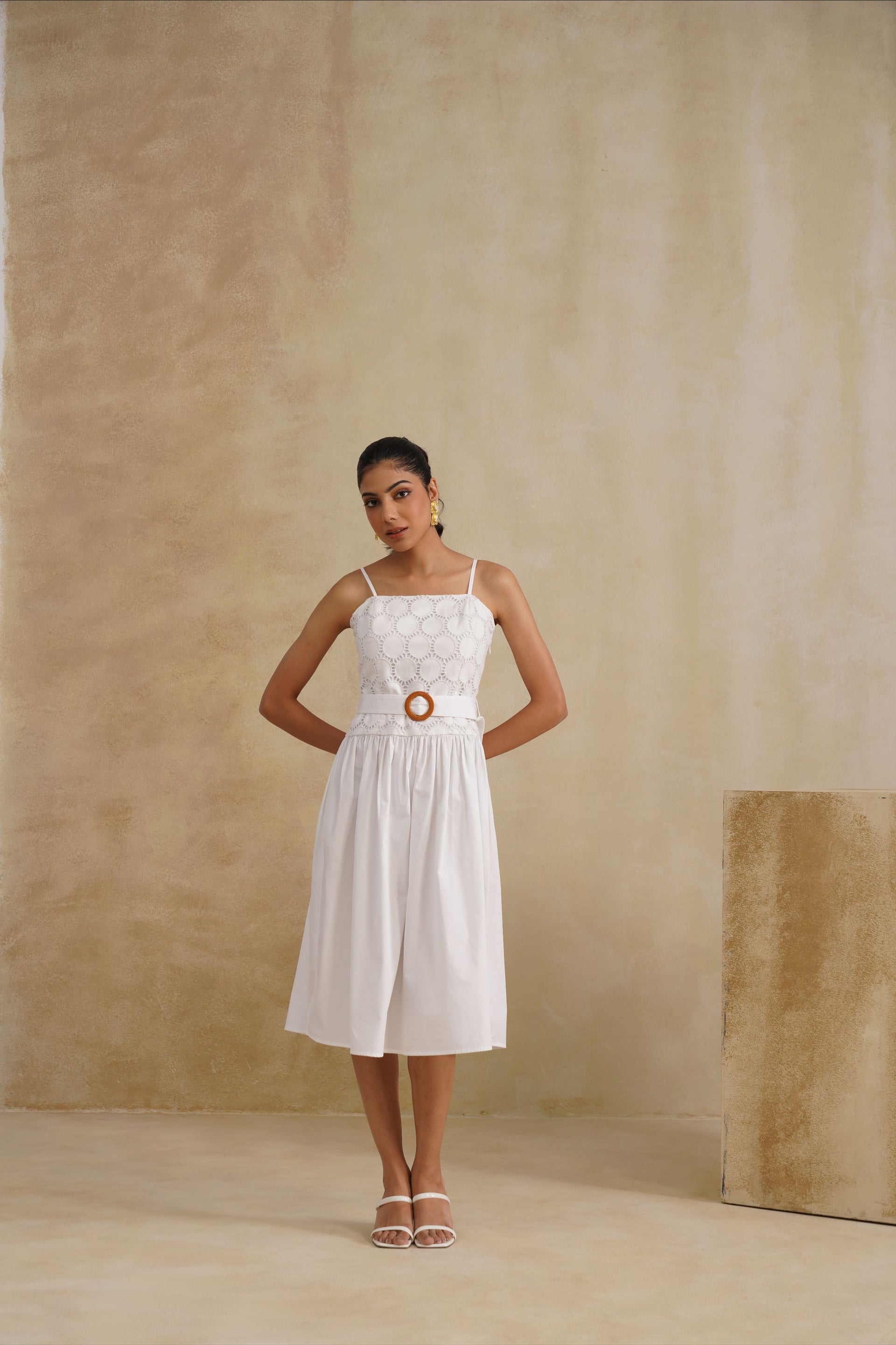 Whisper White Buckle Dress