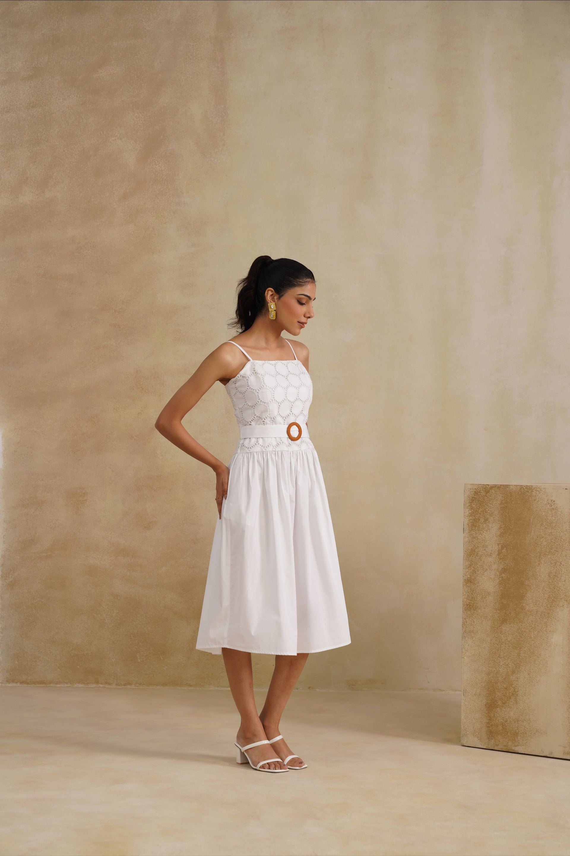 Whisper White Buckle Dress