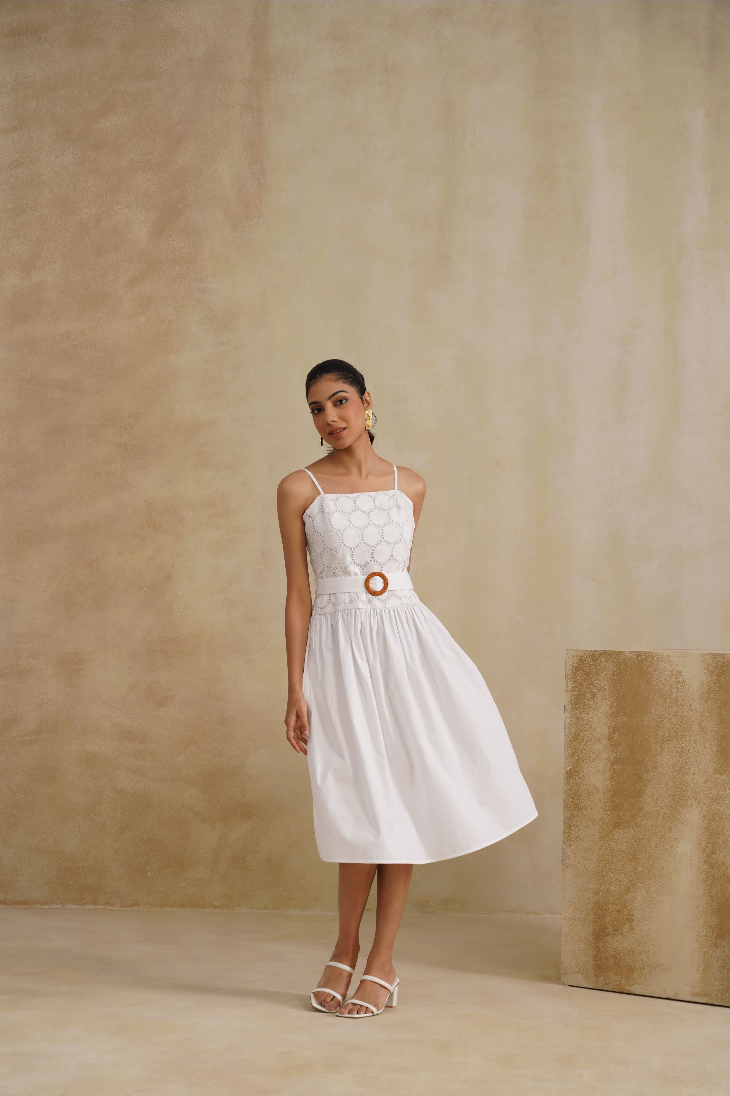 Whisper White Buckle Dress