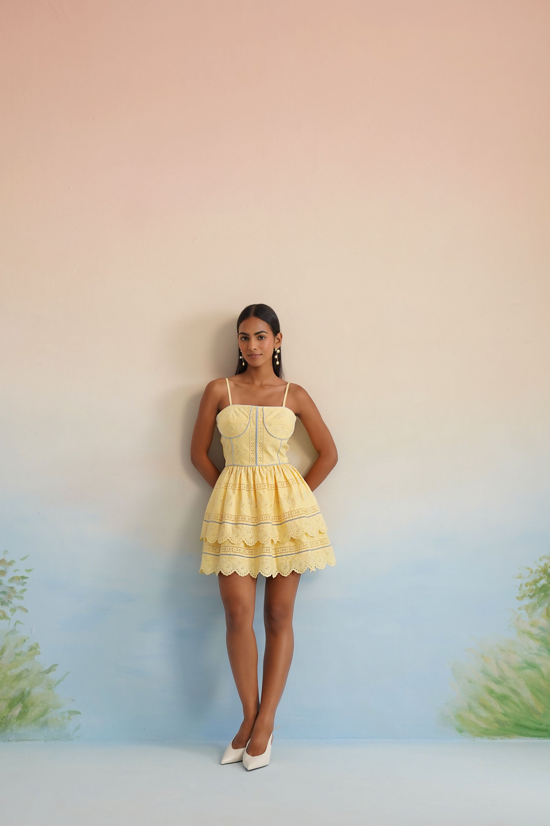 The Marigold Eyelet Corset Mini Dress