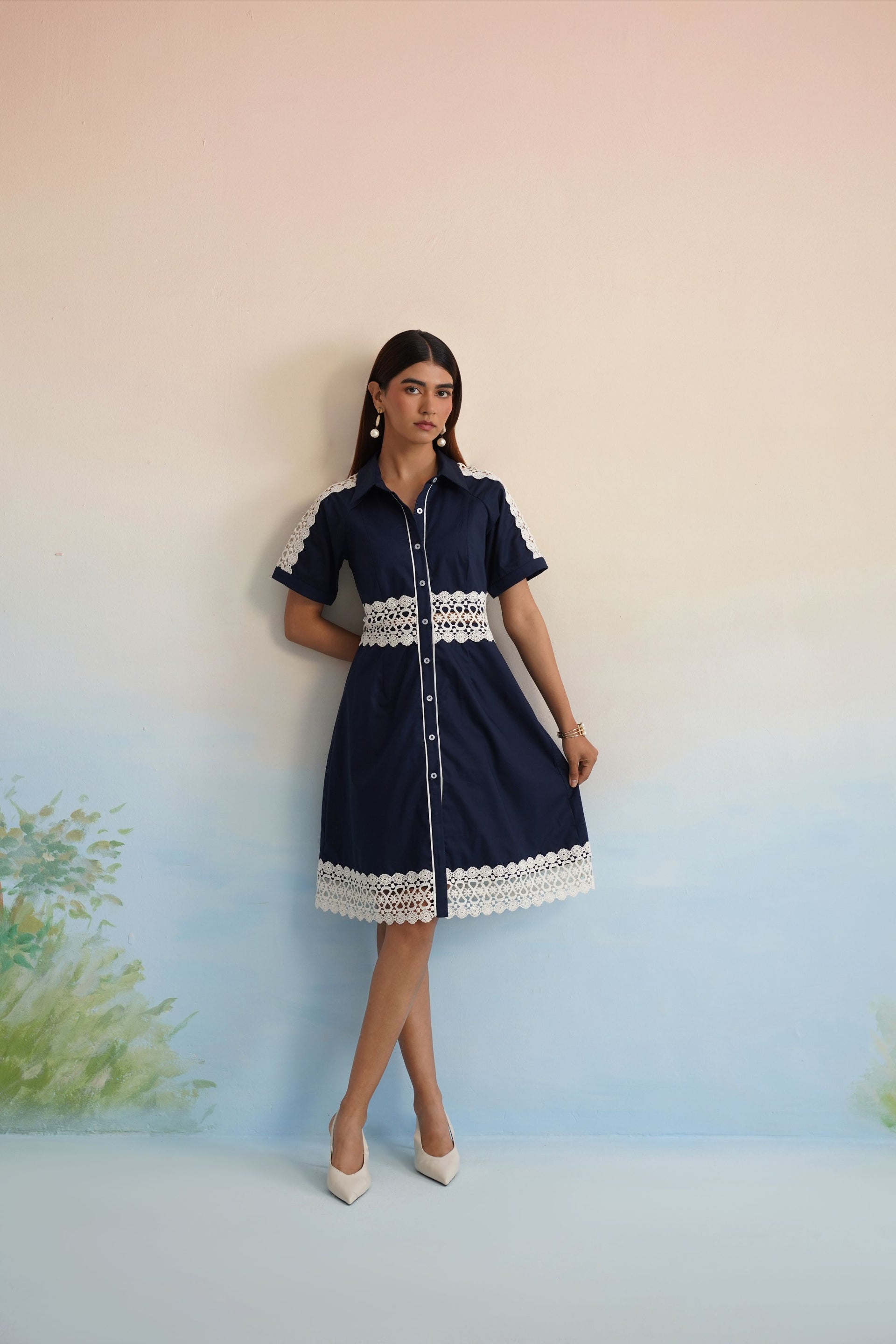 Bulevar Blossom - The Navy Bloom Lace Shirt Dress