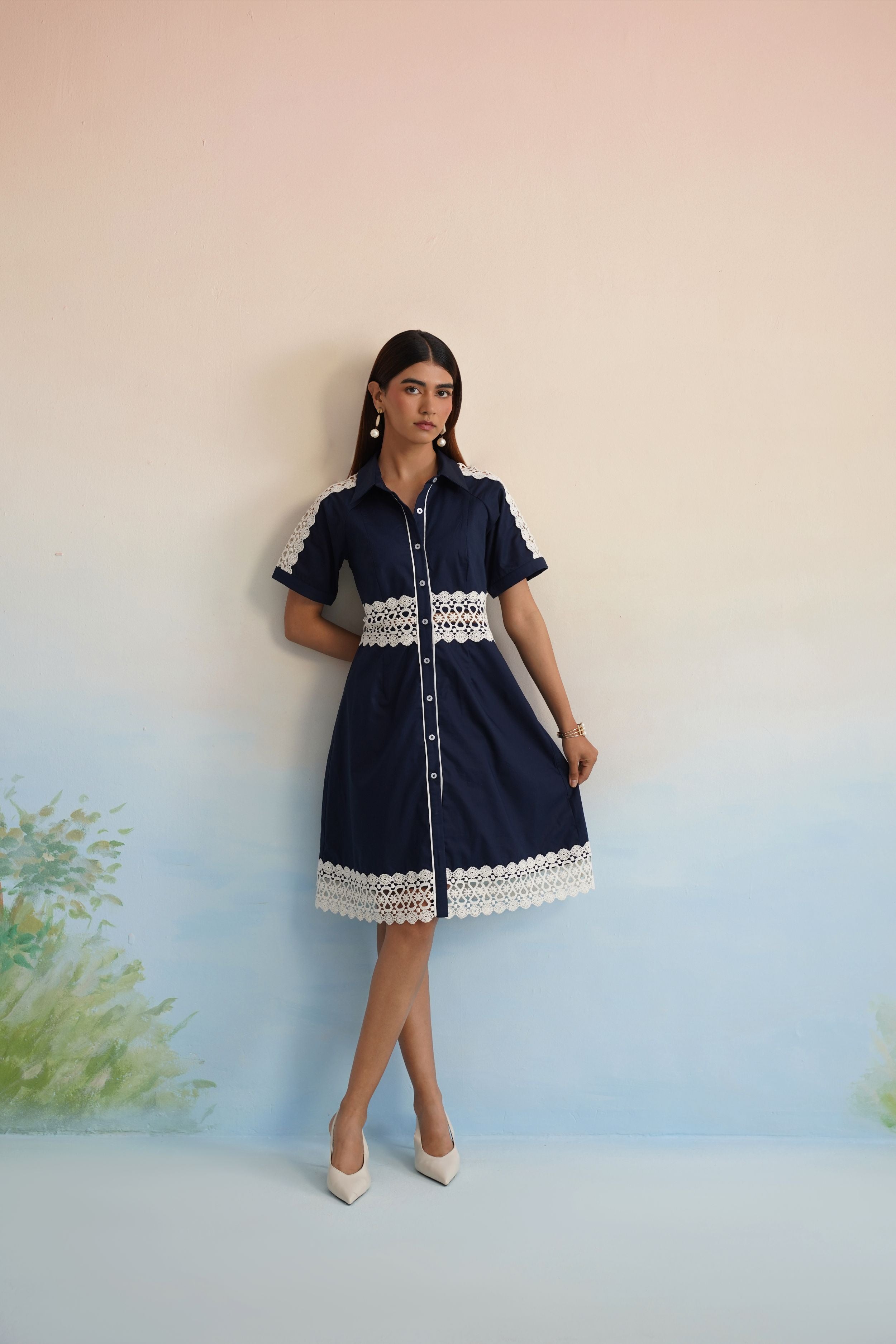 Bulevar Blossom - The Navy Bloom Lace Shirt Dress