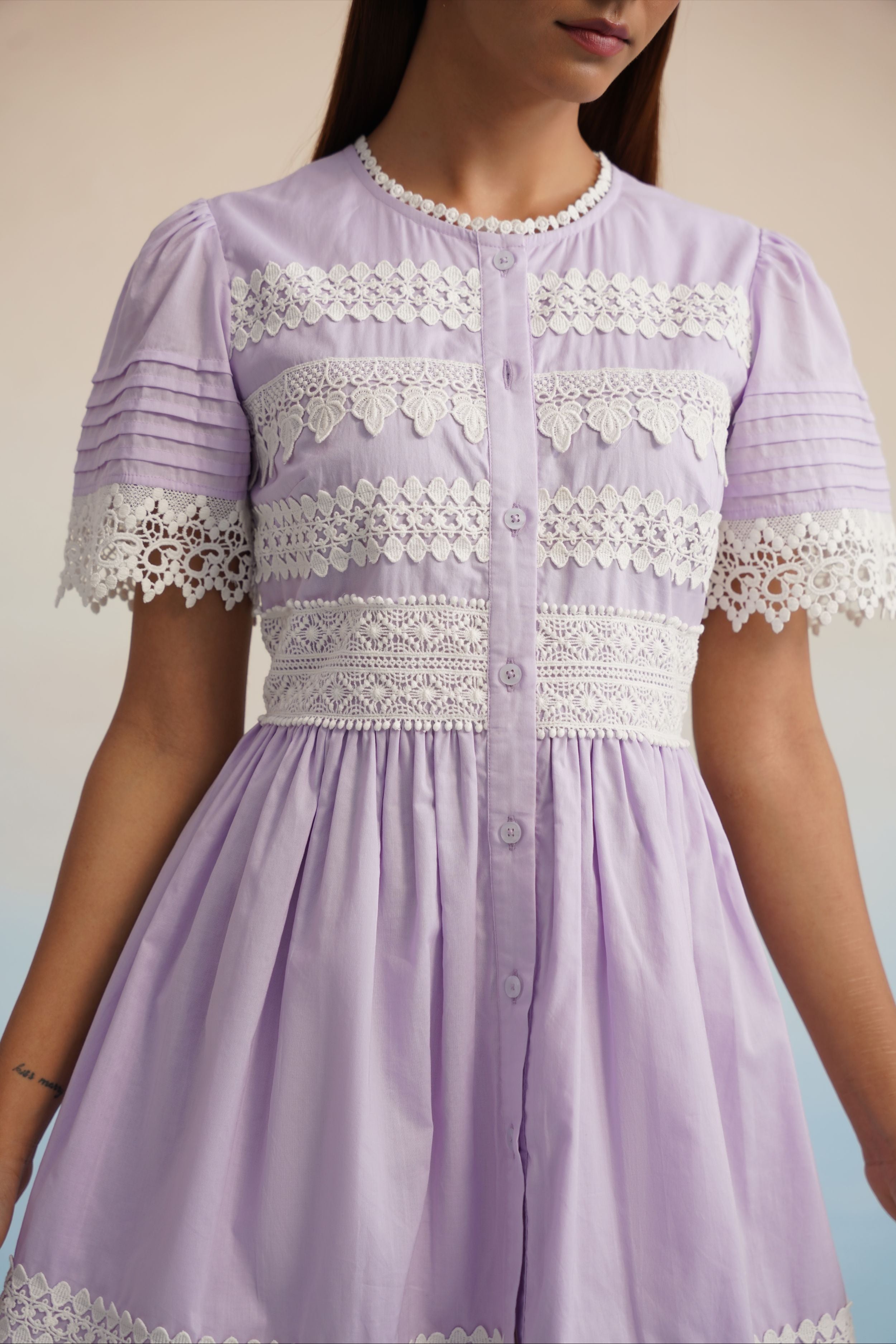 forever new lace insert mini dress in lilac ditsy print ASOS Design - Lace Insert Paneled Midi Dress - Women - Polyester - 10 US