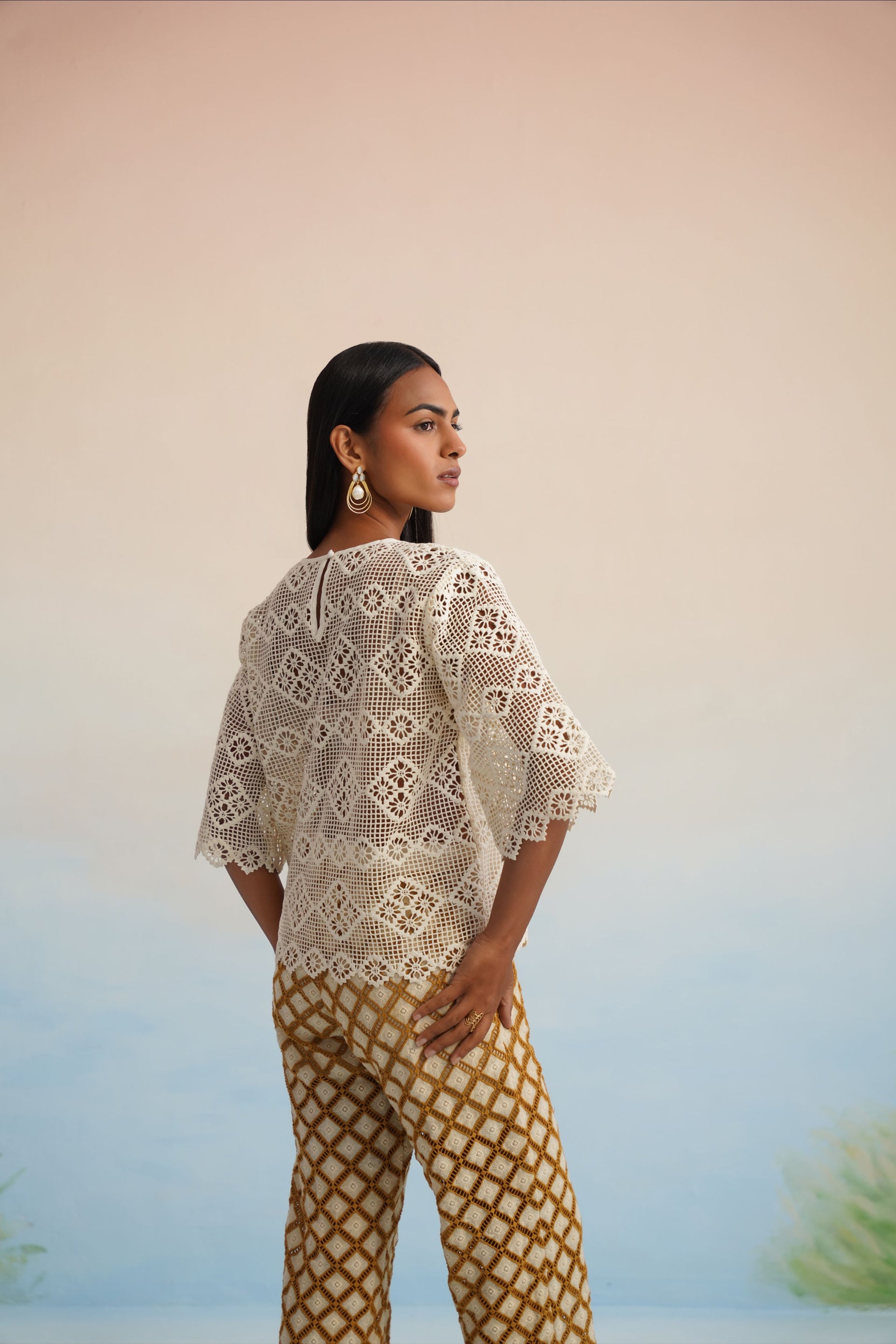 The Sienna Geometric Lace Pant Set