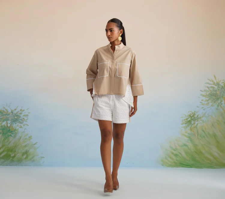 Bulevar Blossom - The Dune Contrast Eyelet Short Set