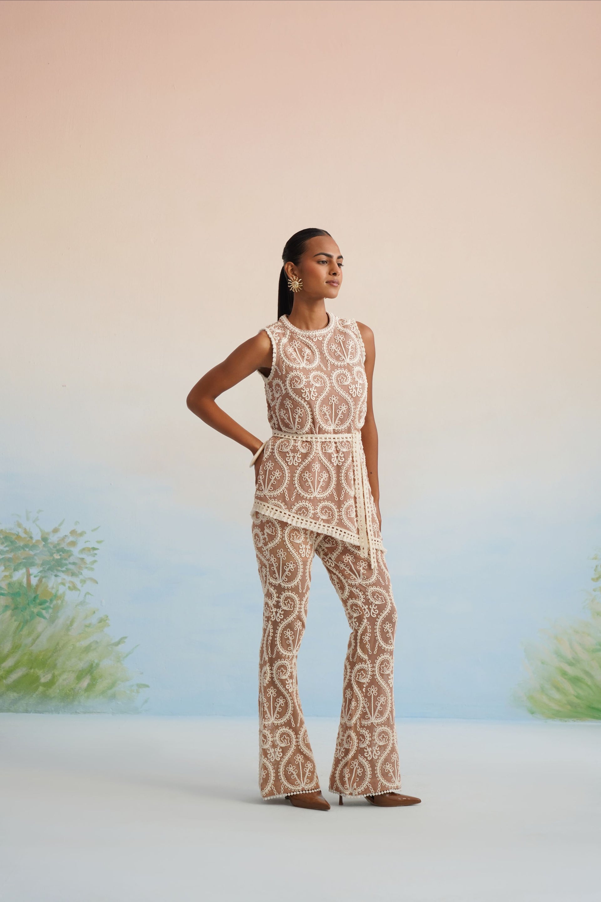 Bulevar Blossom - The Oasis Paisley Embroidered Boho Pant Set