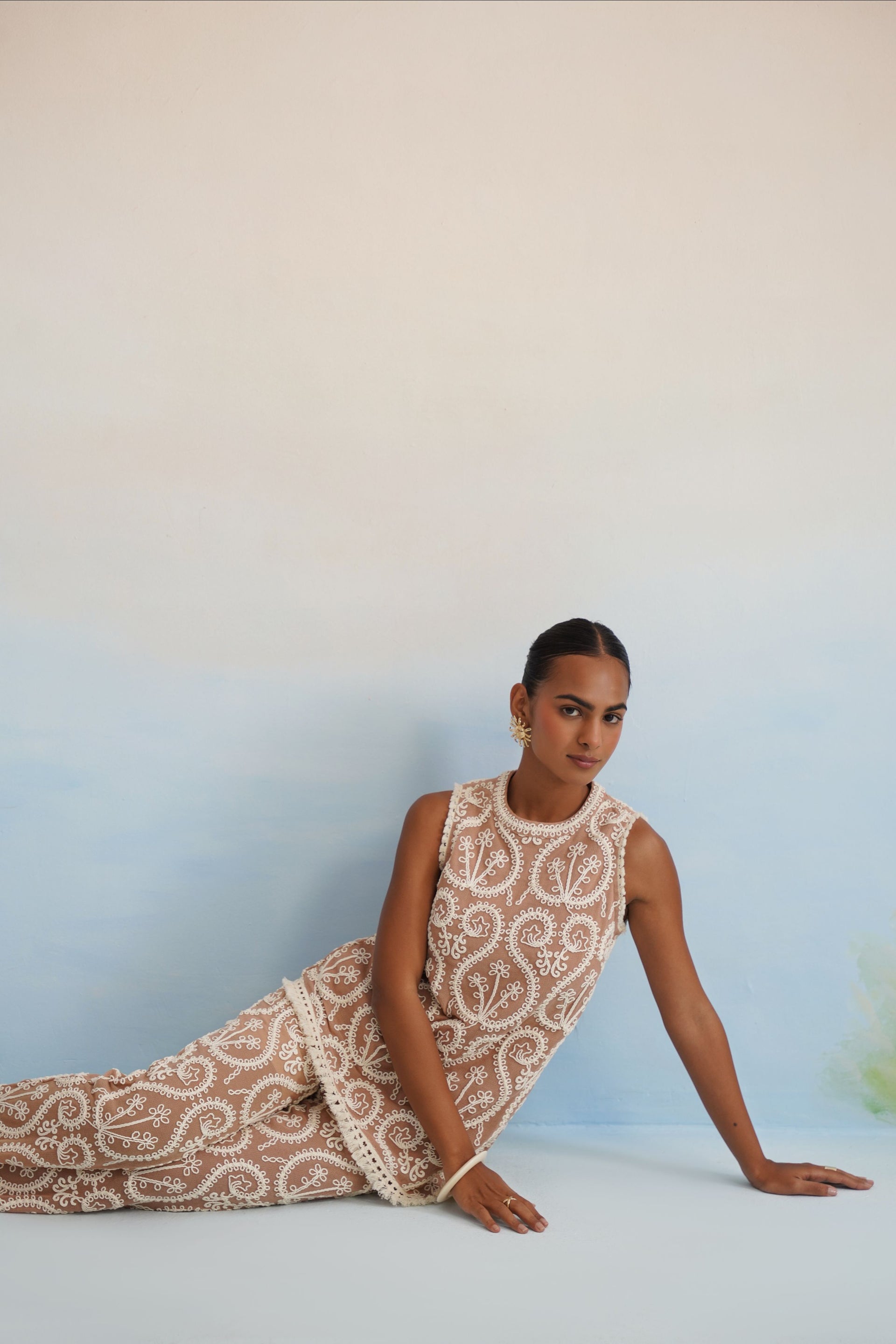 The Nomad Paisley Embroidered Pant Set