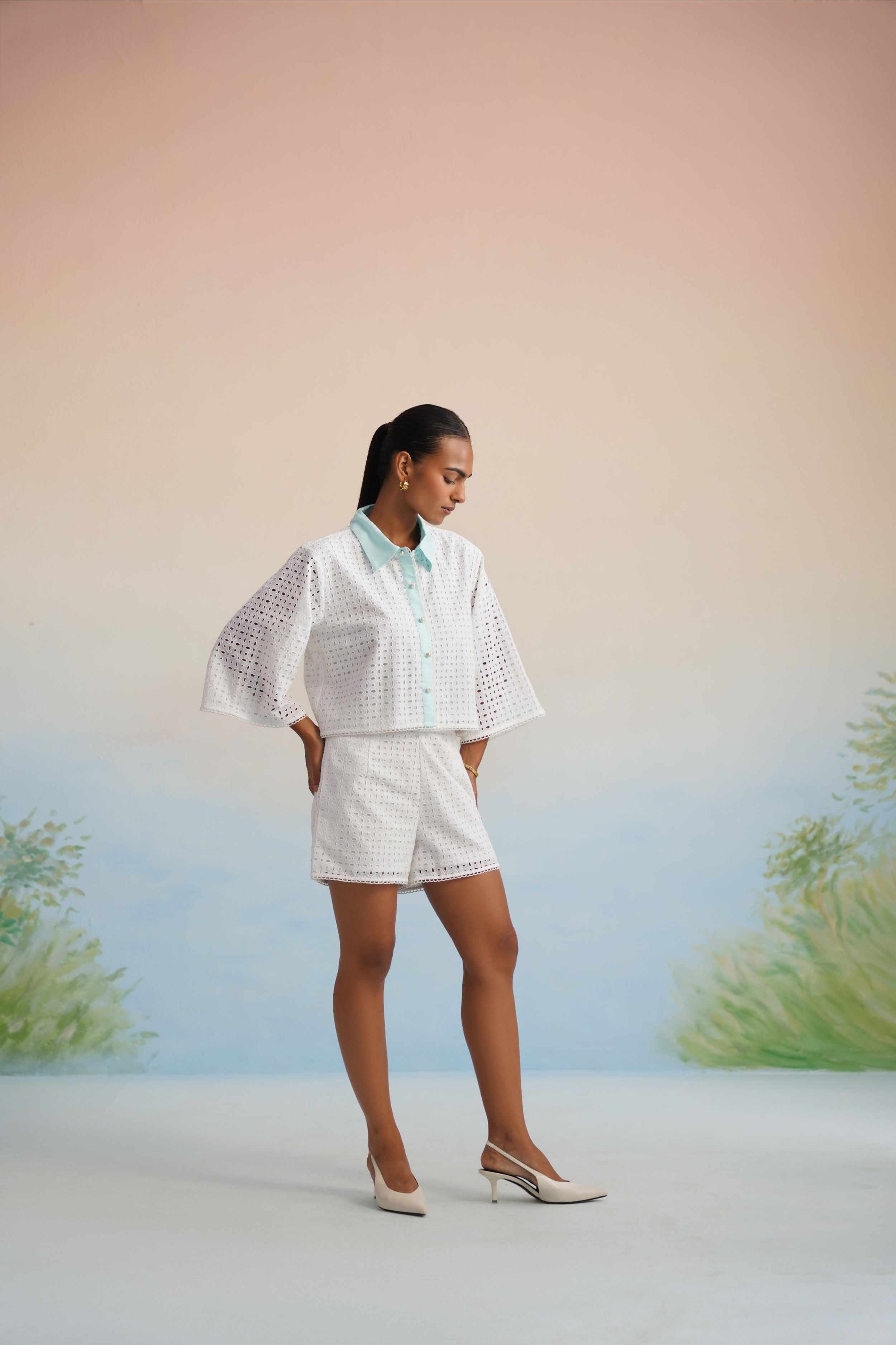 Bulevar Blossom - The Amalfi Aqua-Trim Cutwork Short Set