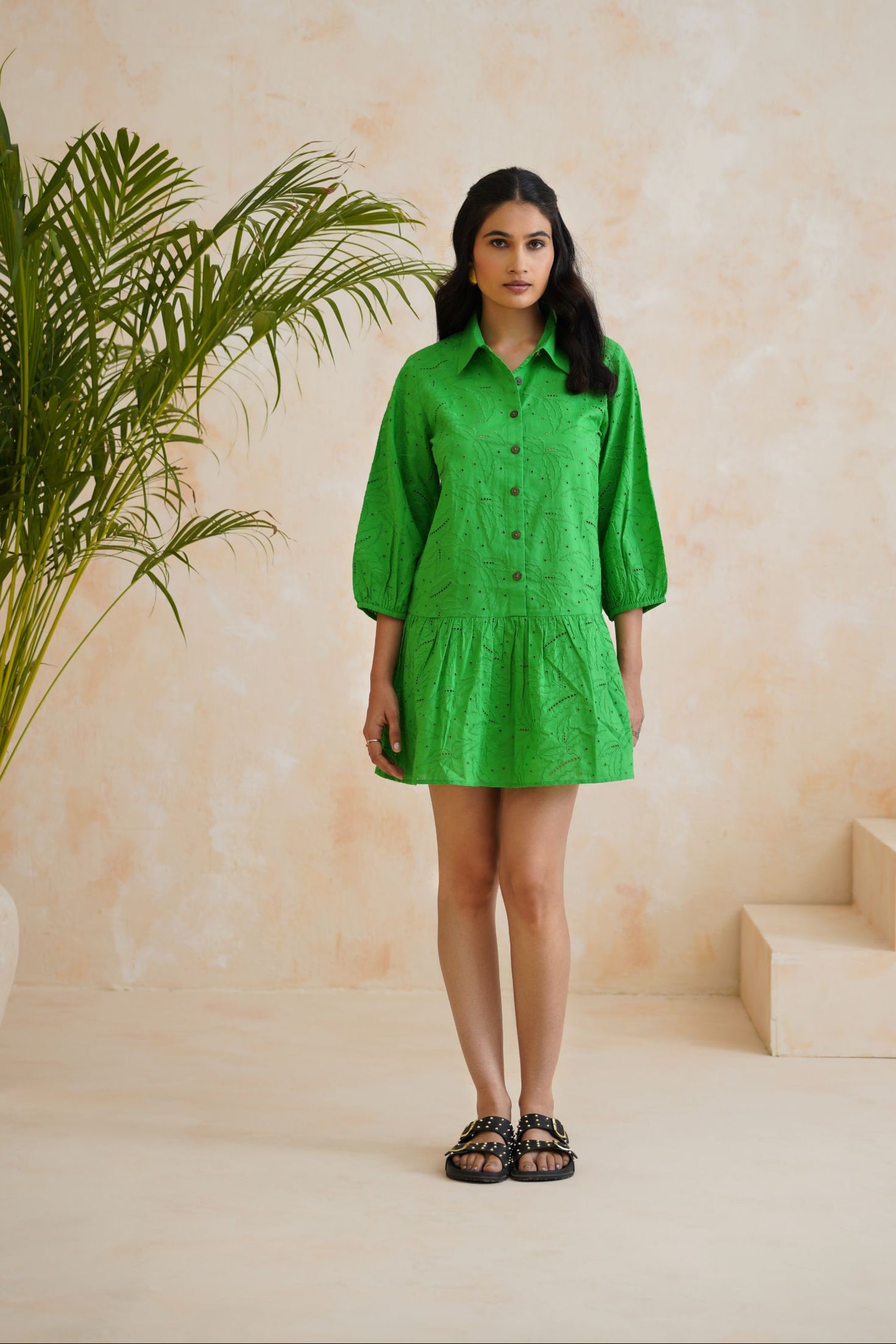 Meadow Breeze Schiffli Green Dress