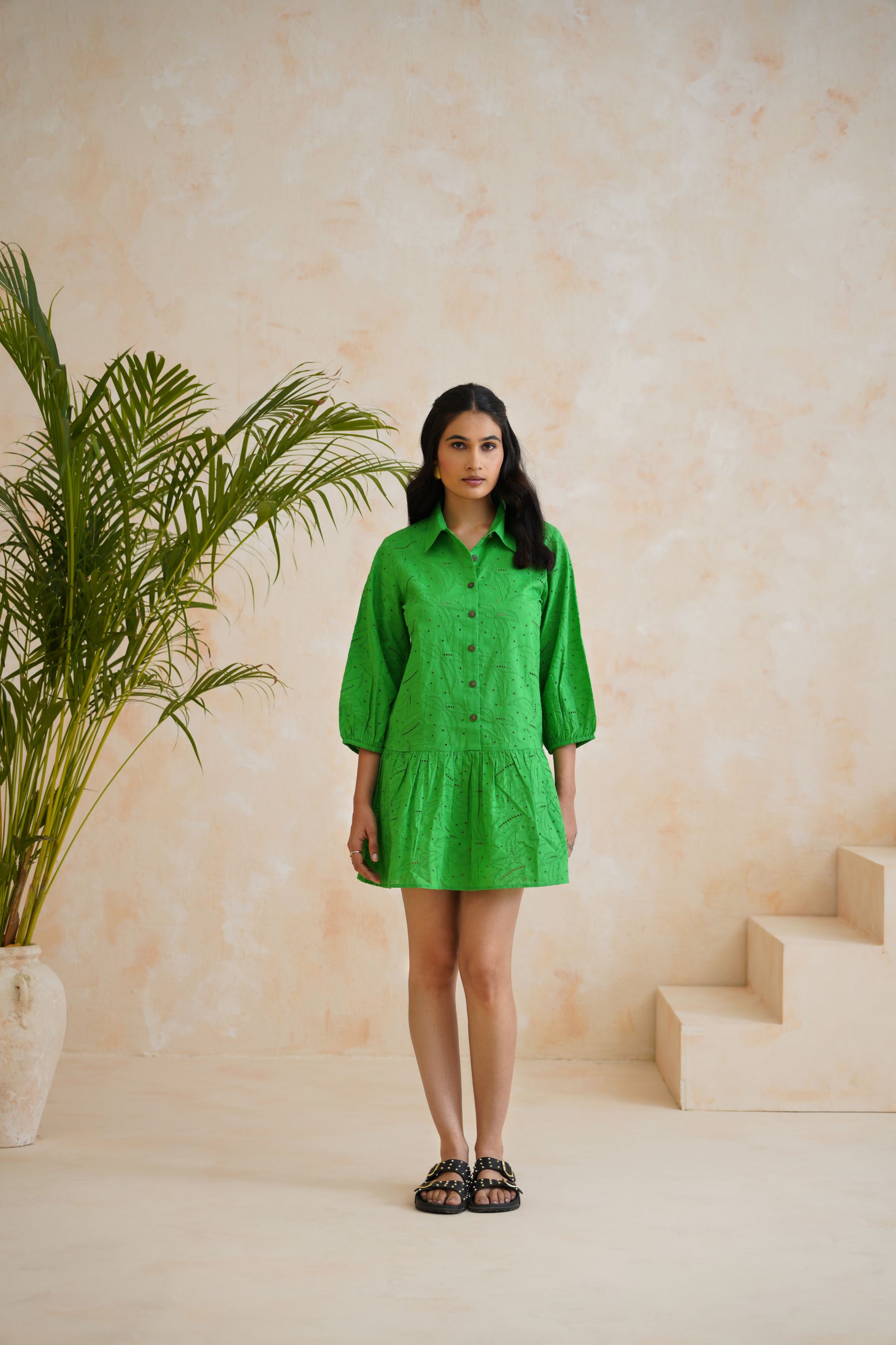 Meadow Breeze Schiffli Green Dress