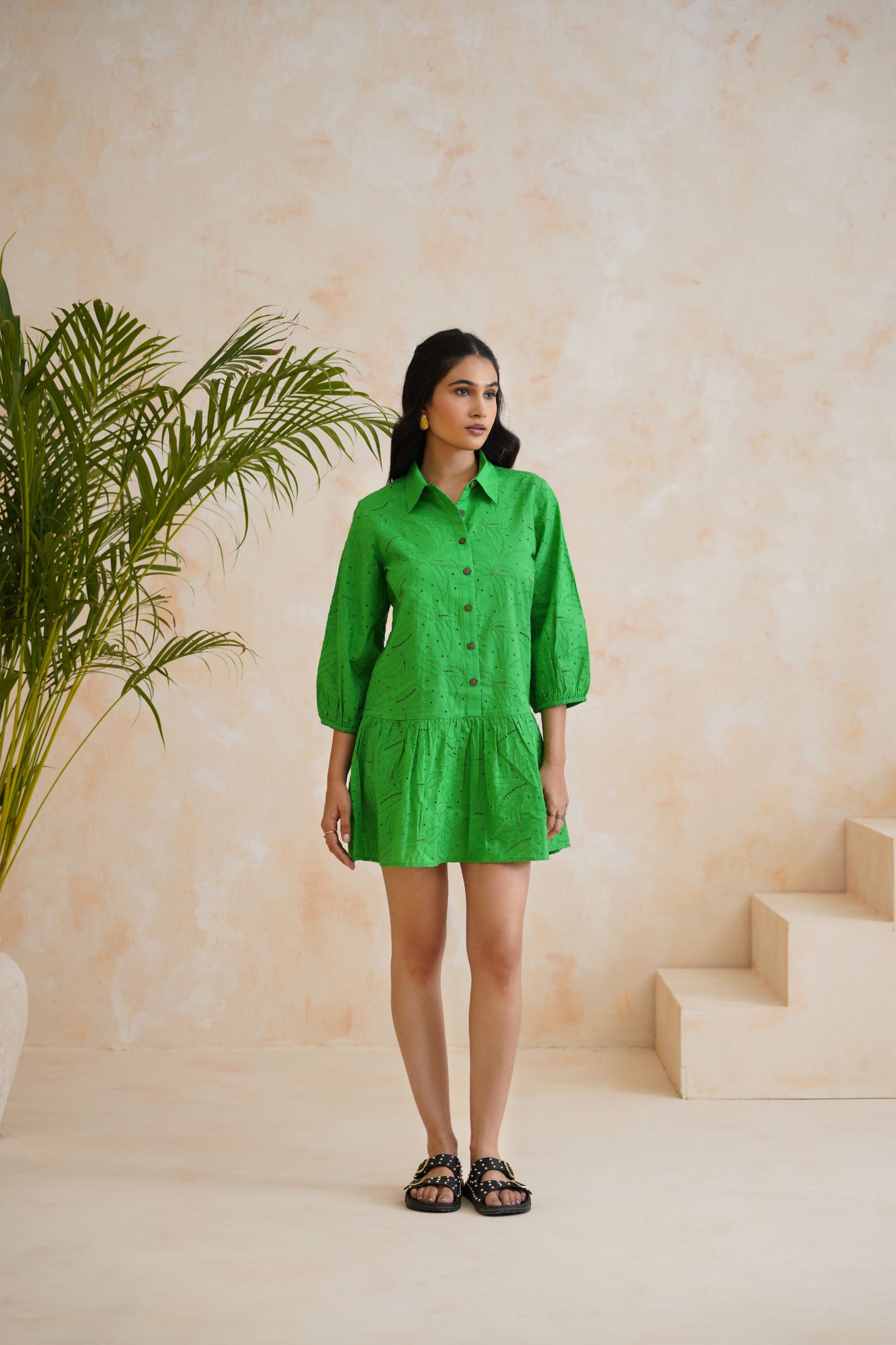Meadow Breeze Schiffli Green Dress