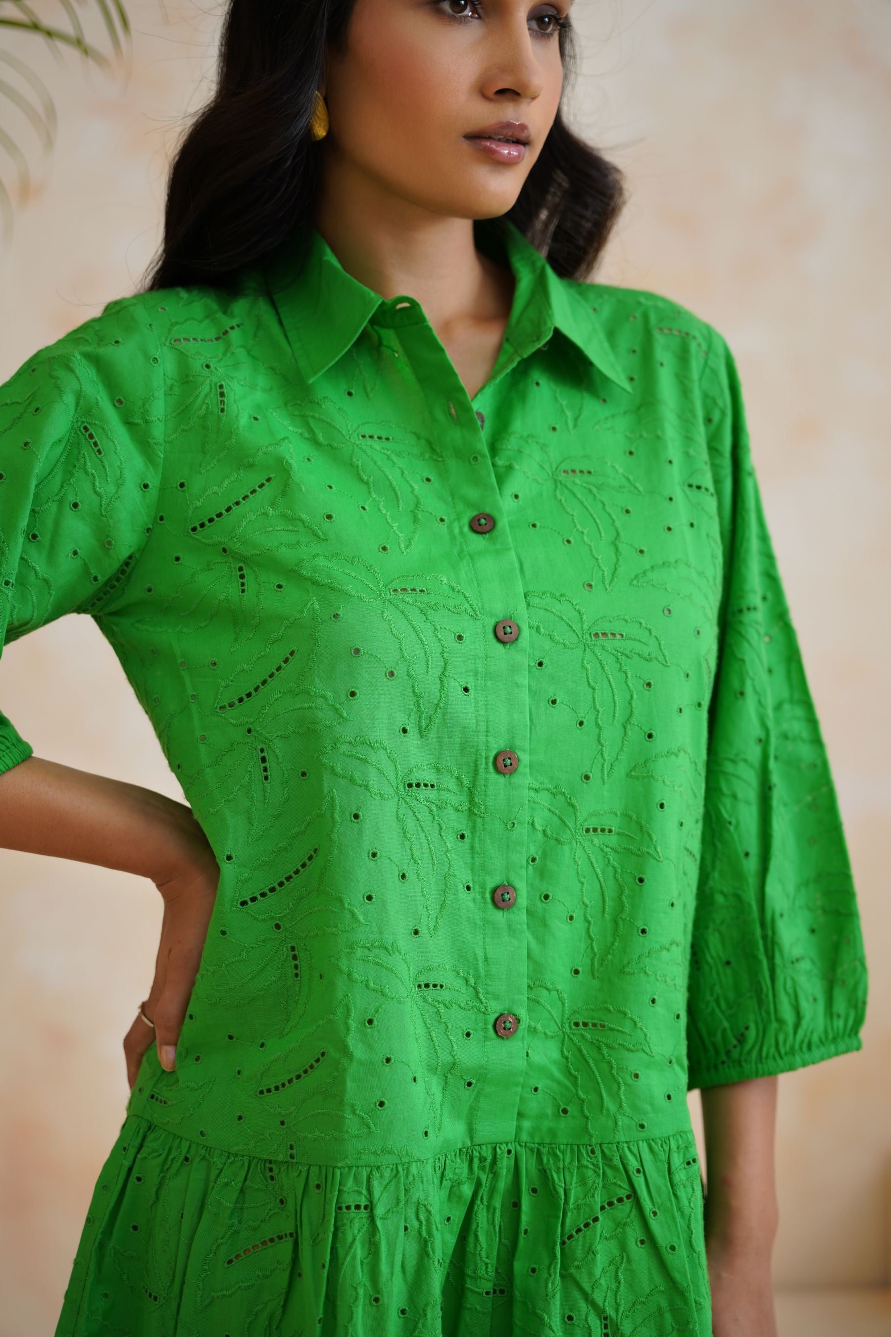 Meadow Breeze Schiffli Green Dress