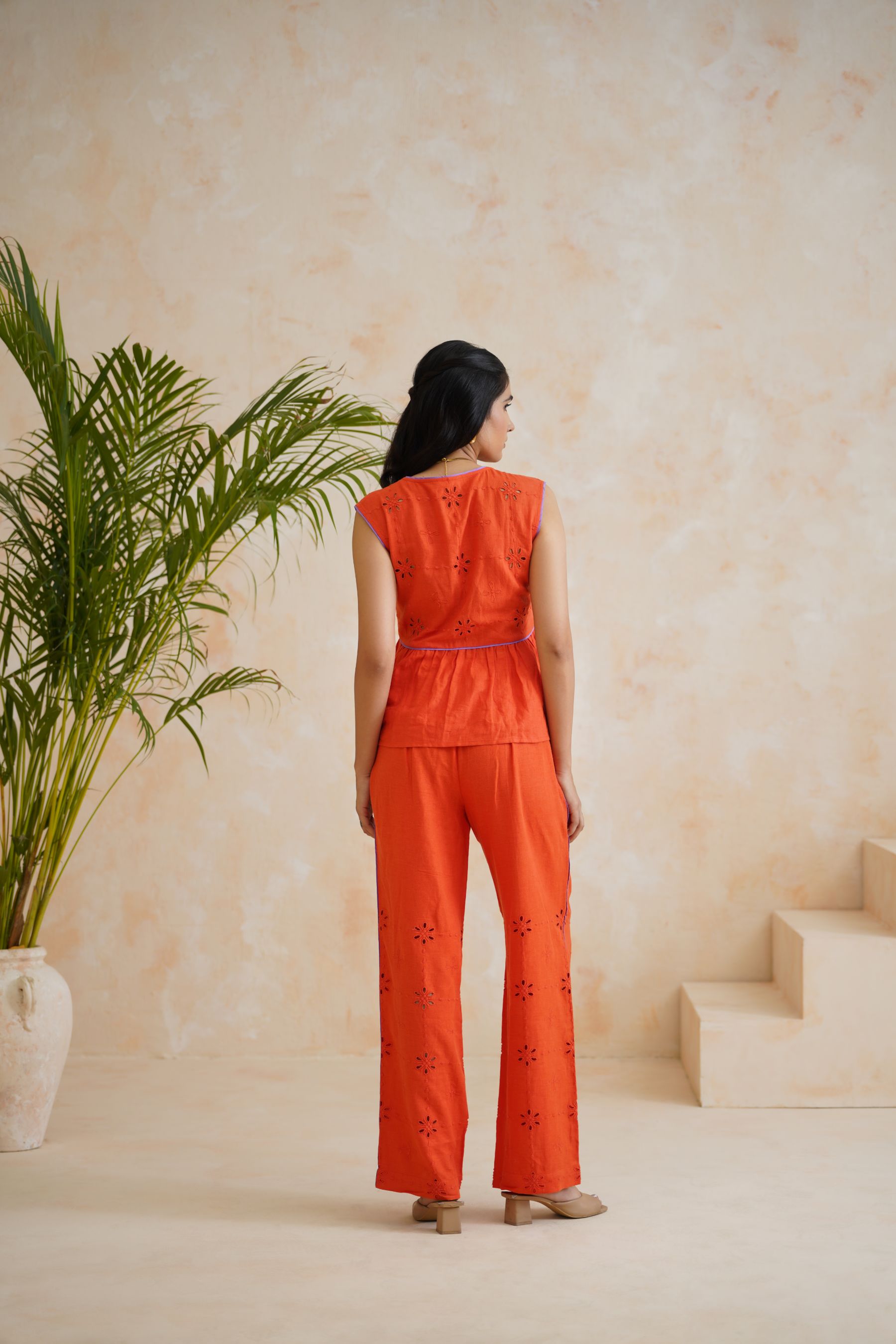 Tangerine Bloom Peplum Co-ord