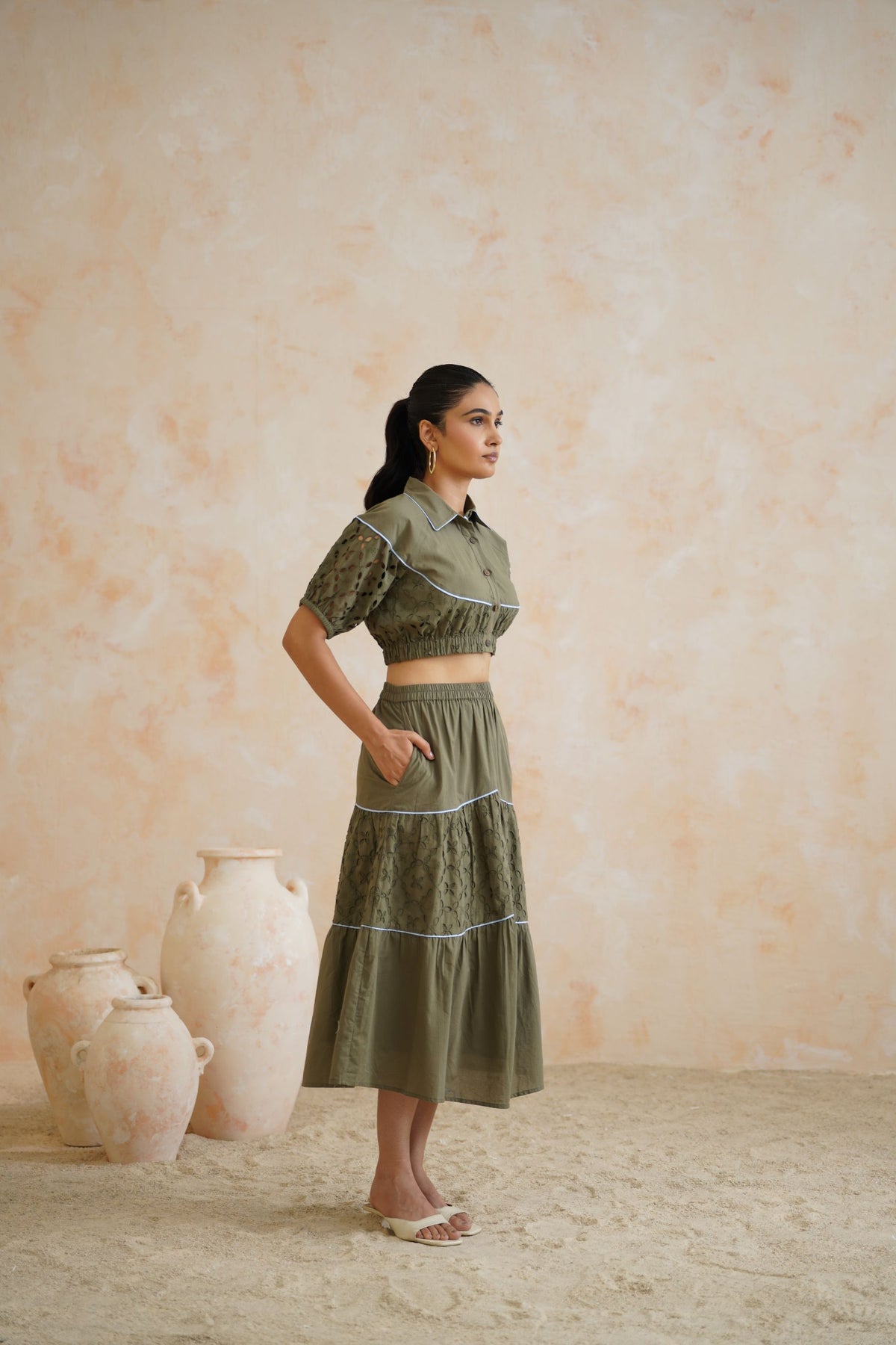 Olive Thread Co-Ord Set