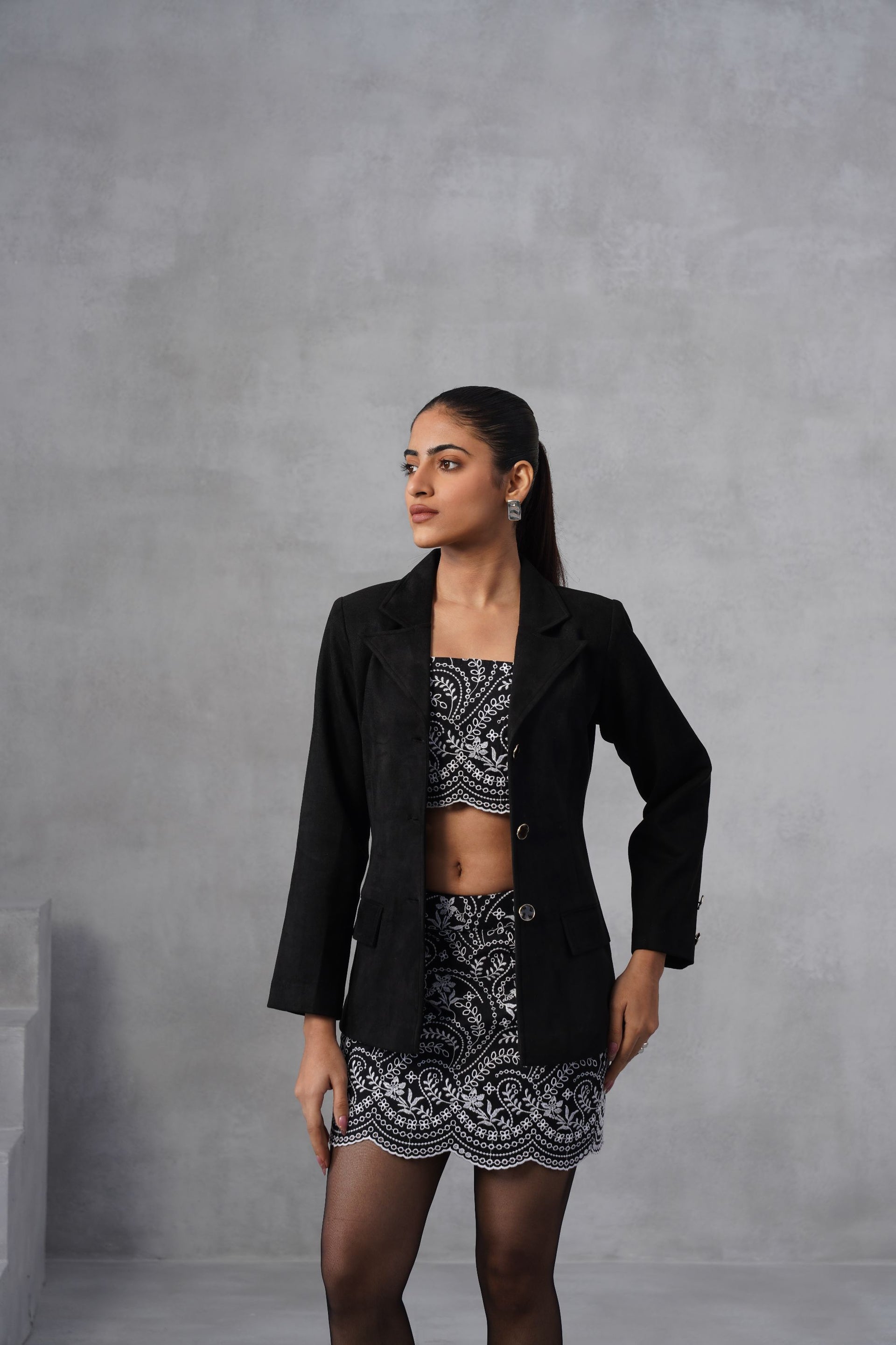 The Noir Blazer & Skirt Set