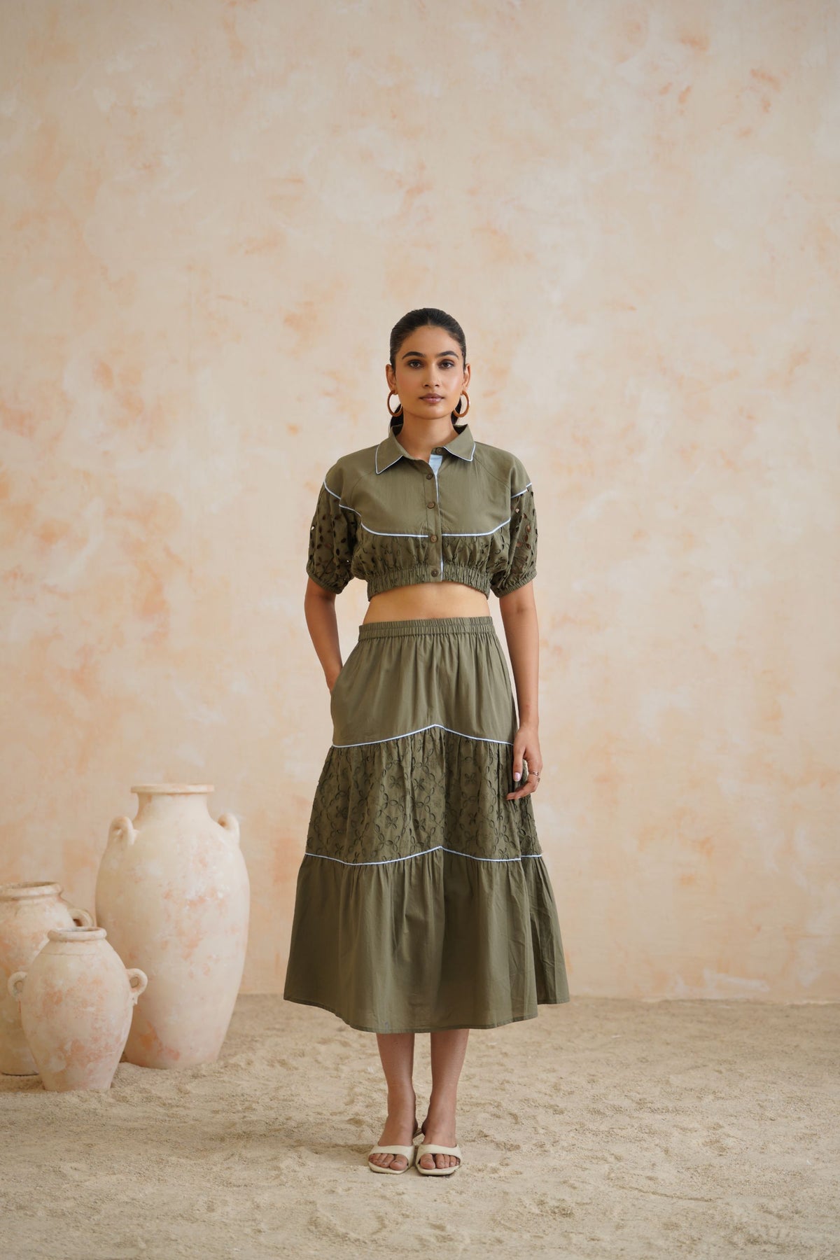 Olive Thread Co-Ord Set