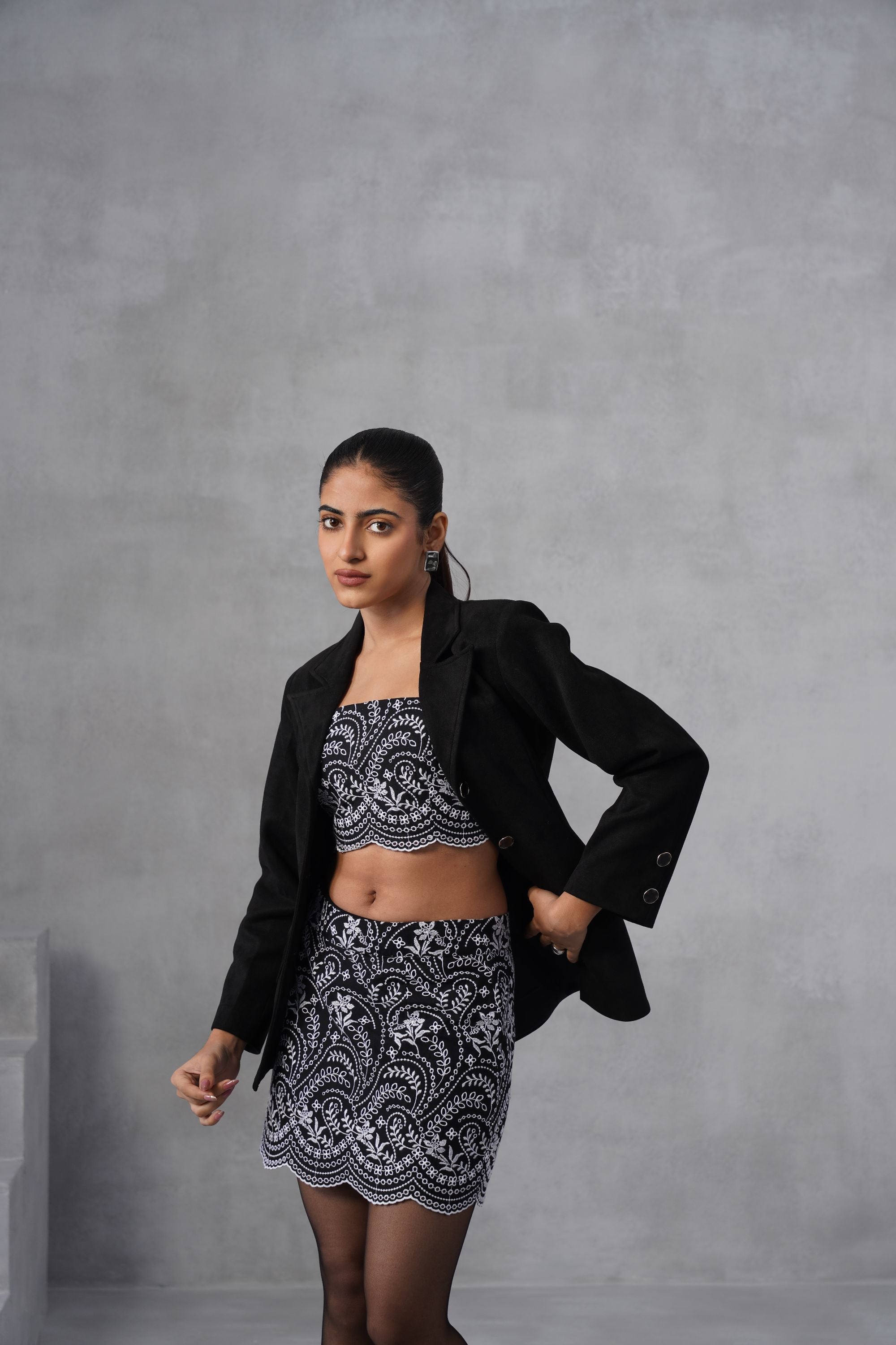 The Noir Blazer & Skirt Set