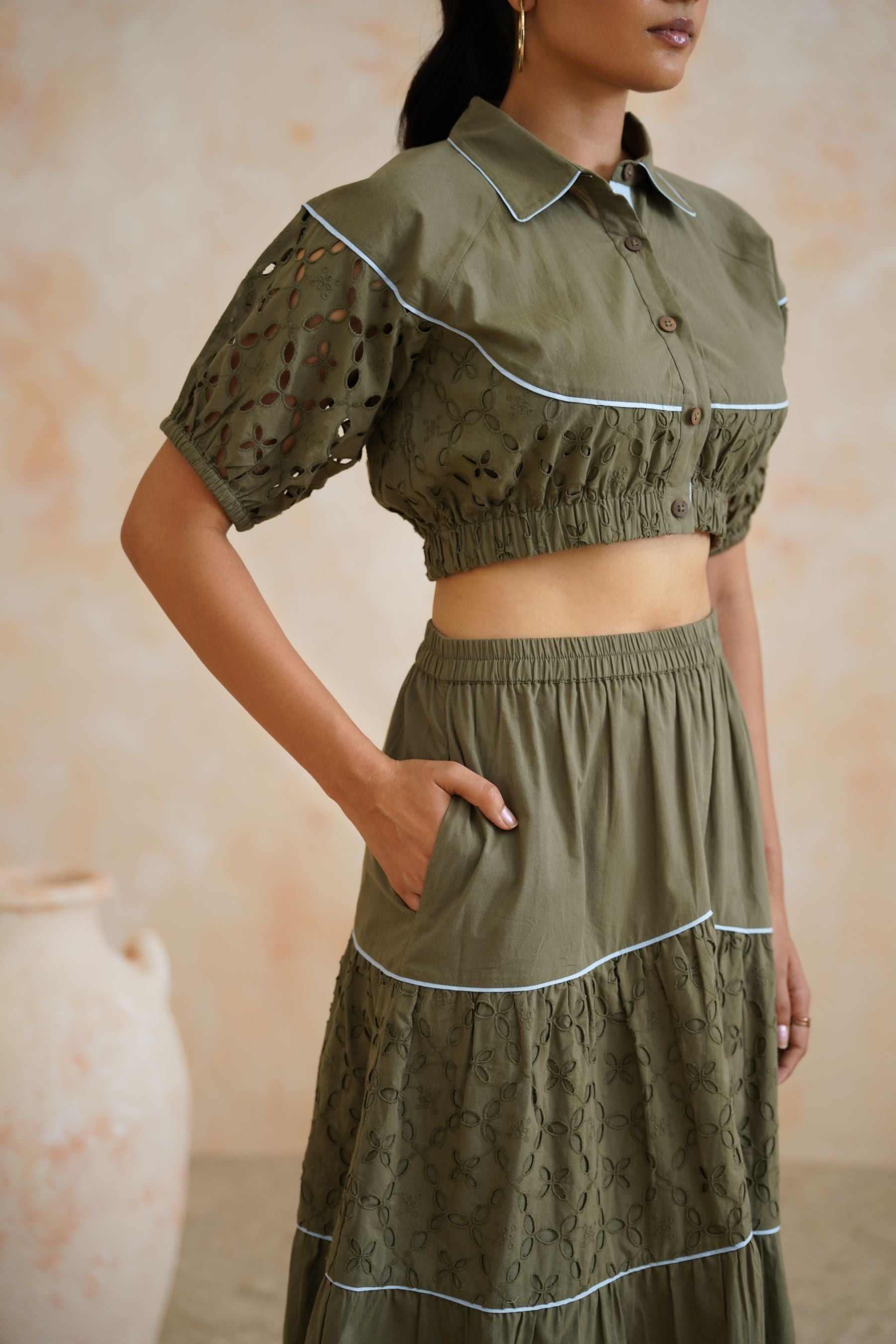 Olive Thread Co-Ord Set