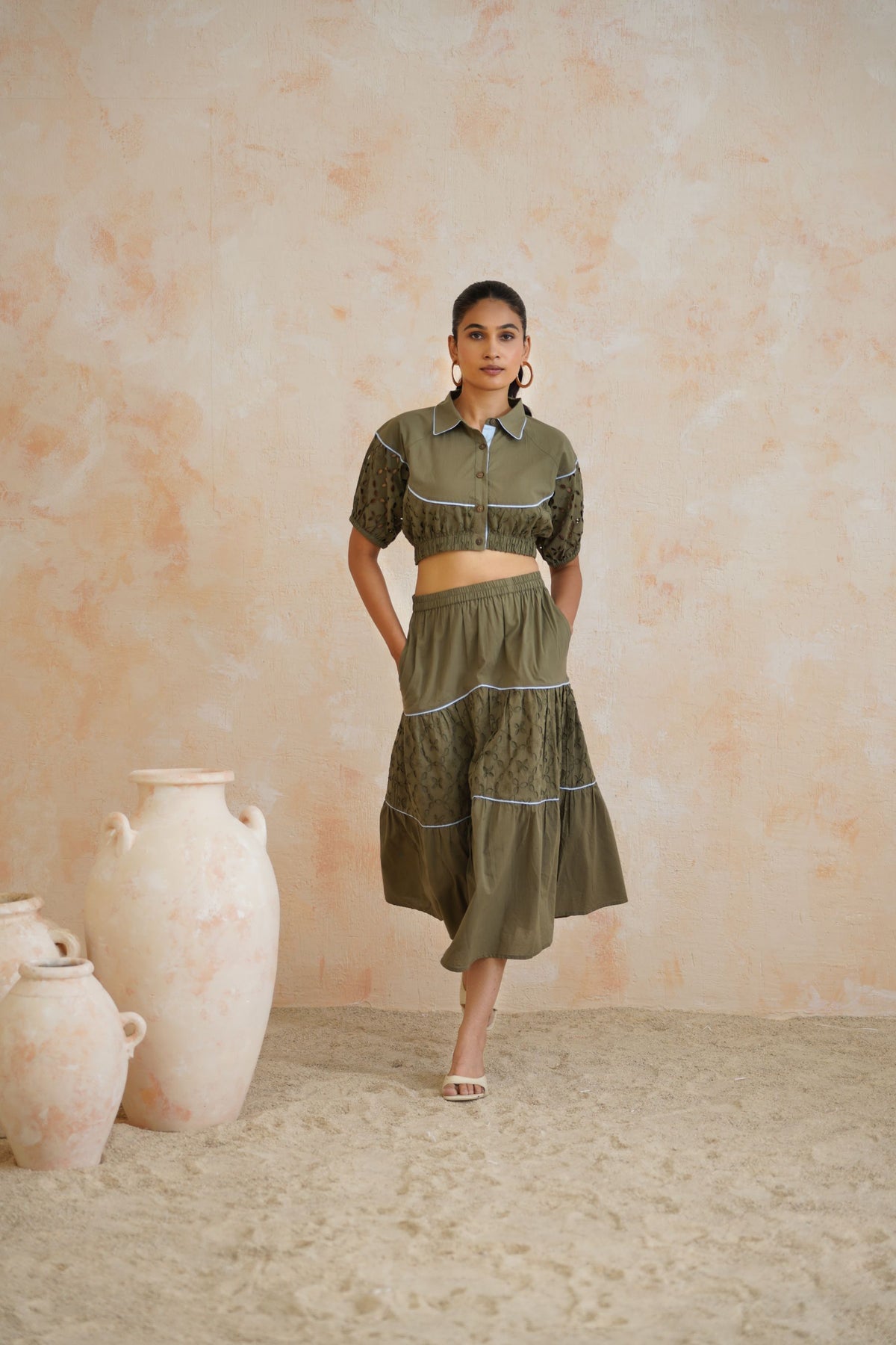 Olive Thread Co-Ord Set