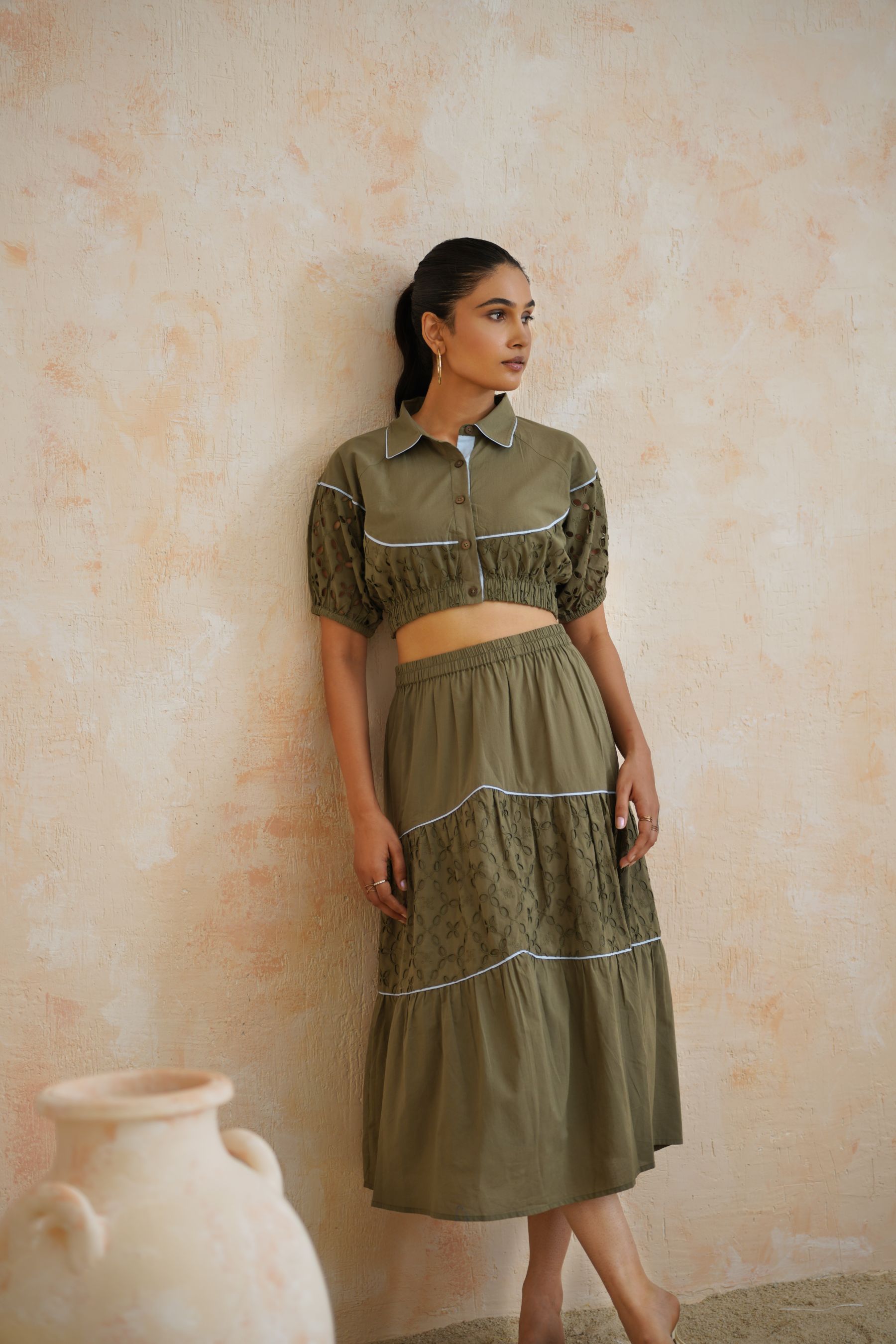 Olive Thread Co-Ord Set