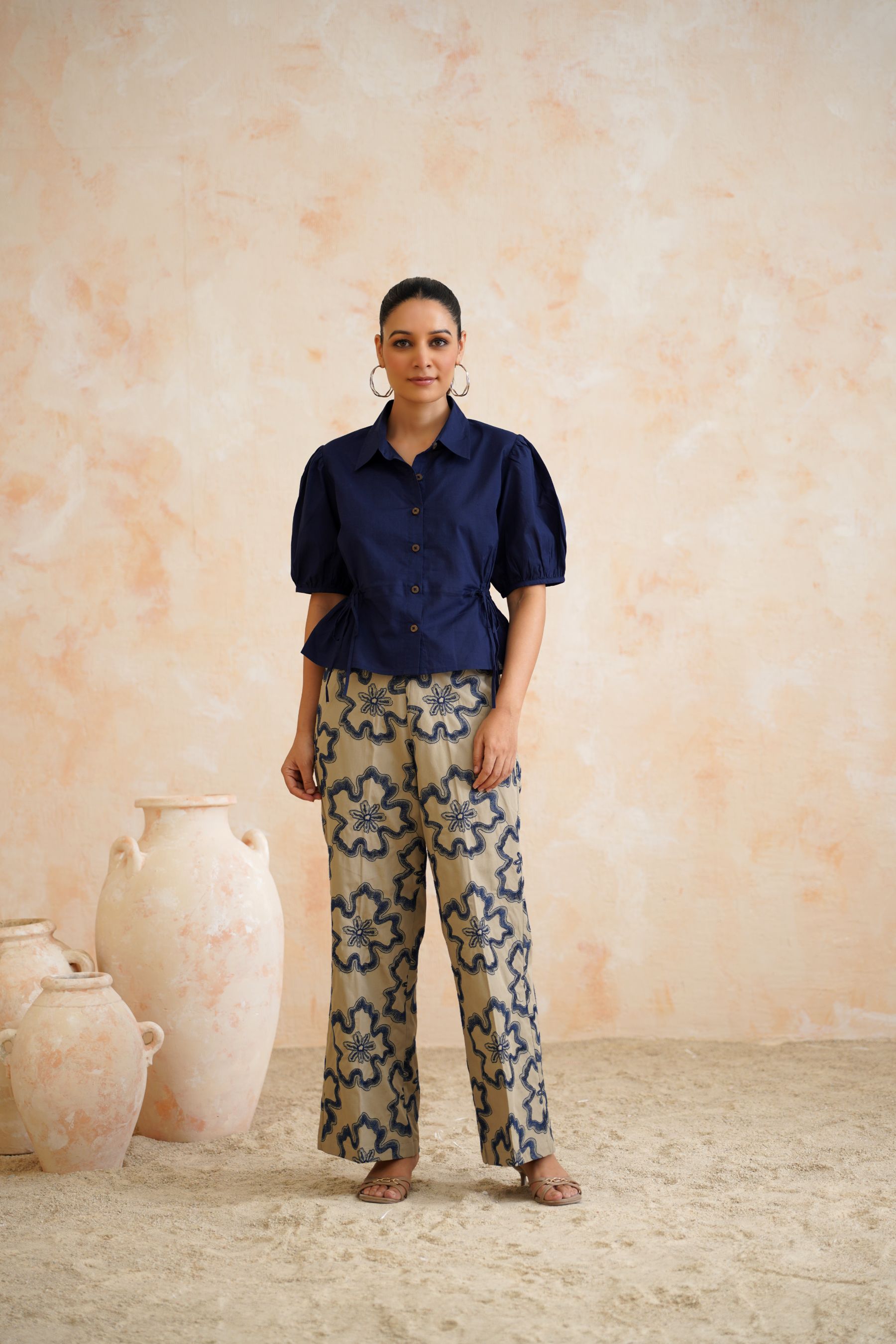 Indigo Bloom Embroidered Trousers