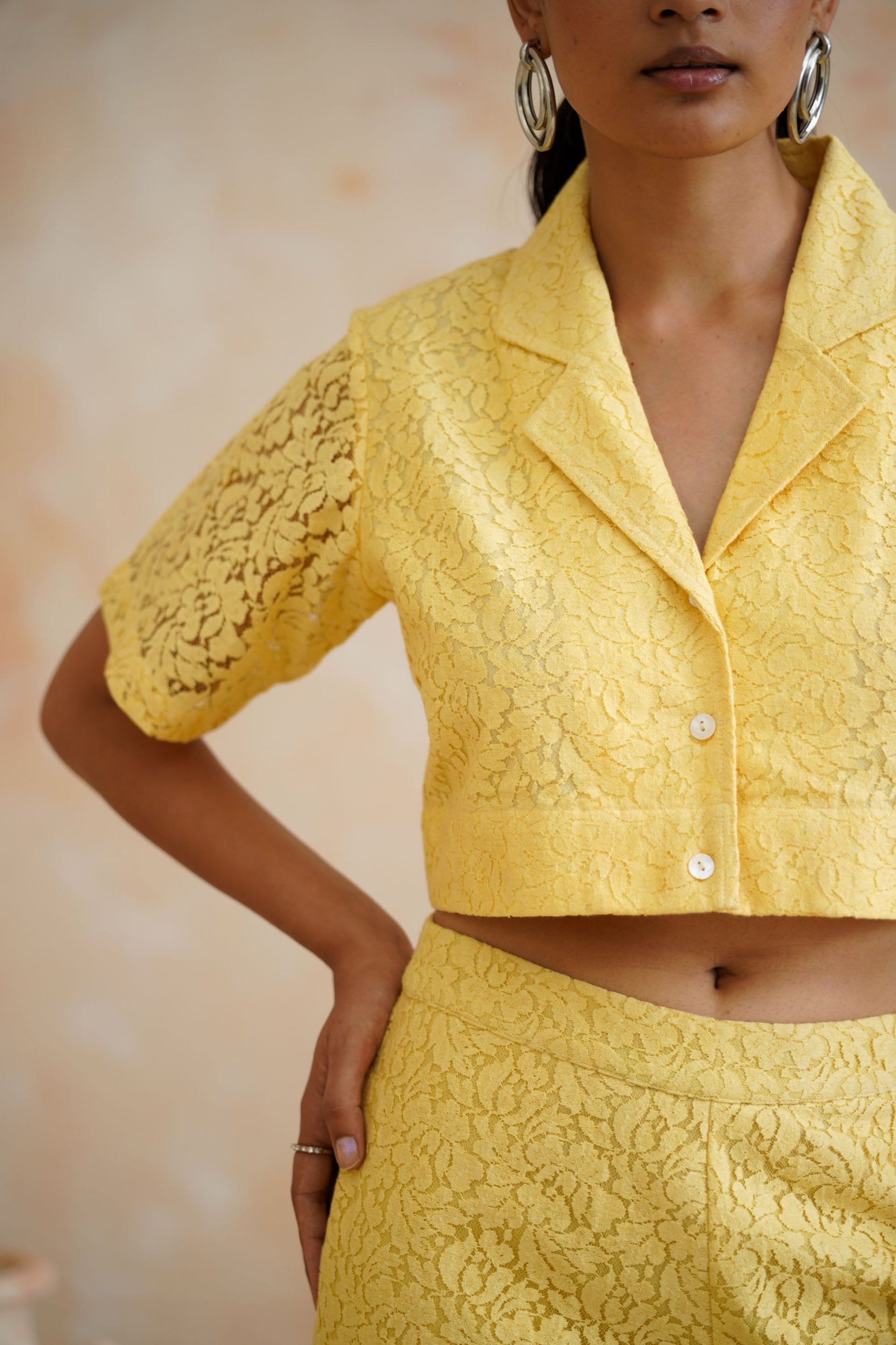 Lemon Lace Cropped Shirt