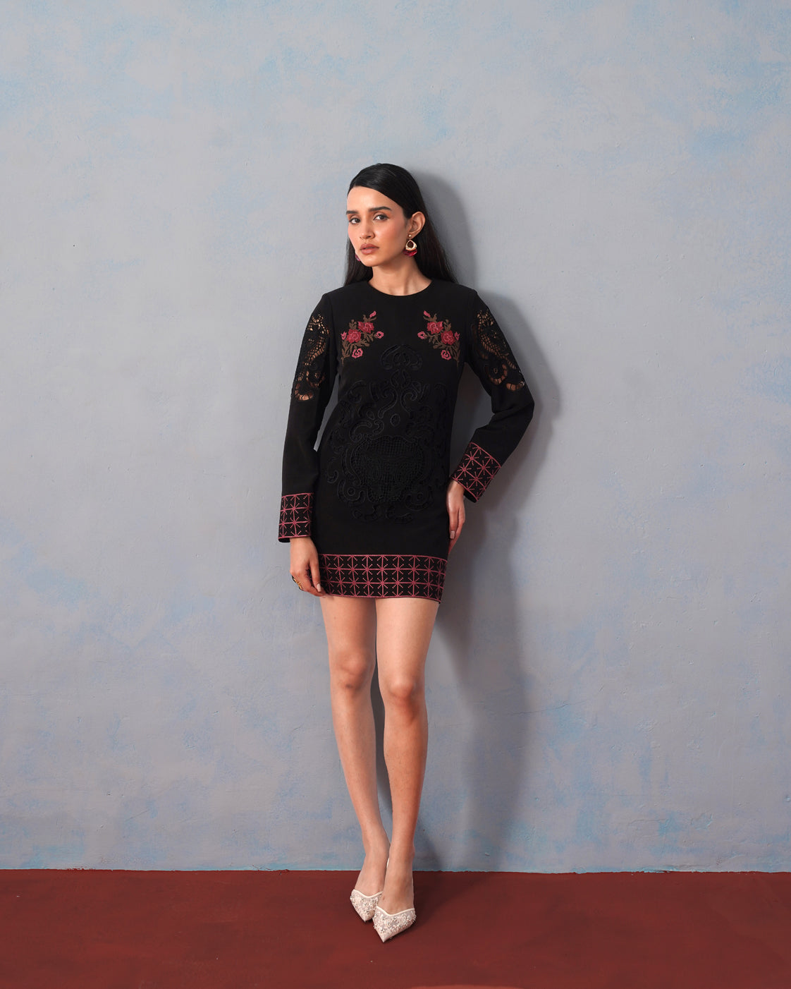 The Lumière Edit - The Rosalind Cutwork & Embroidered Shift Mini Dress