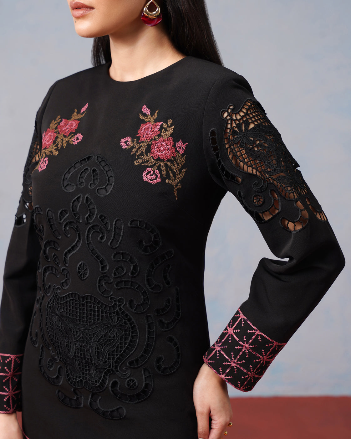 The Lumière Edit - The Rosalind Cutwork & Embroidered Shift Mini Dress