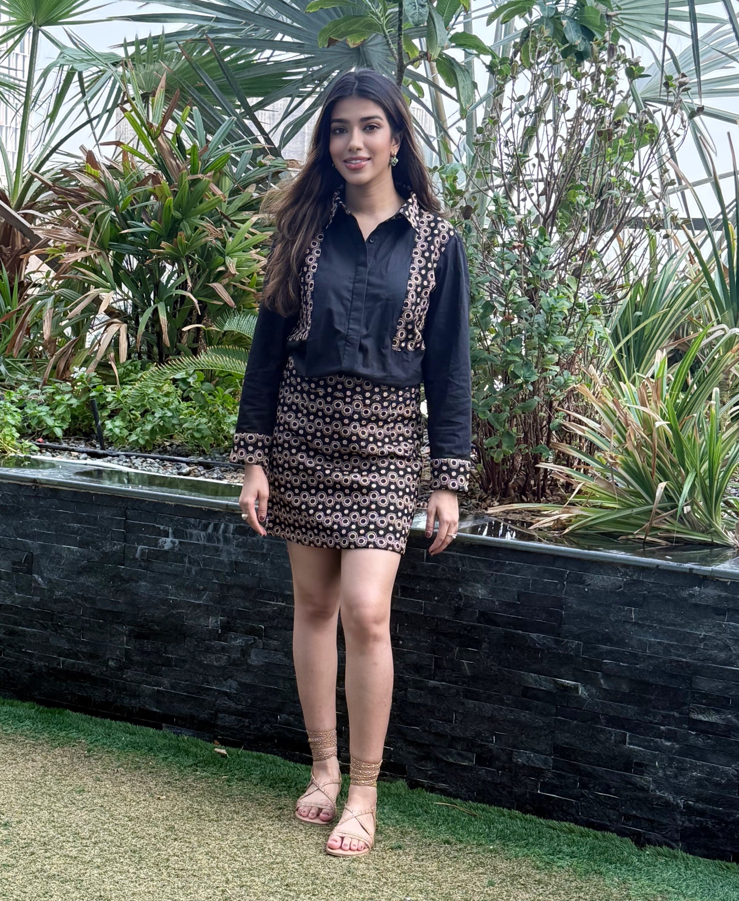 Anisha Jhaveri in The Petra Black Medallion Skirt Set