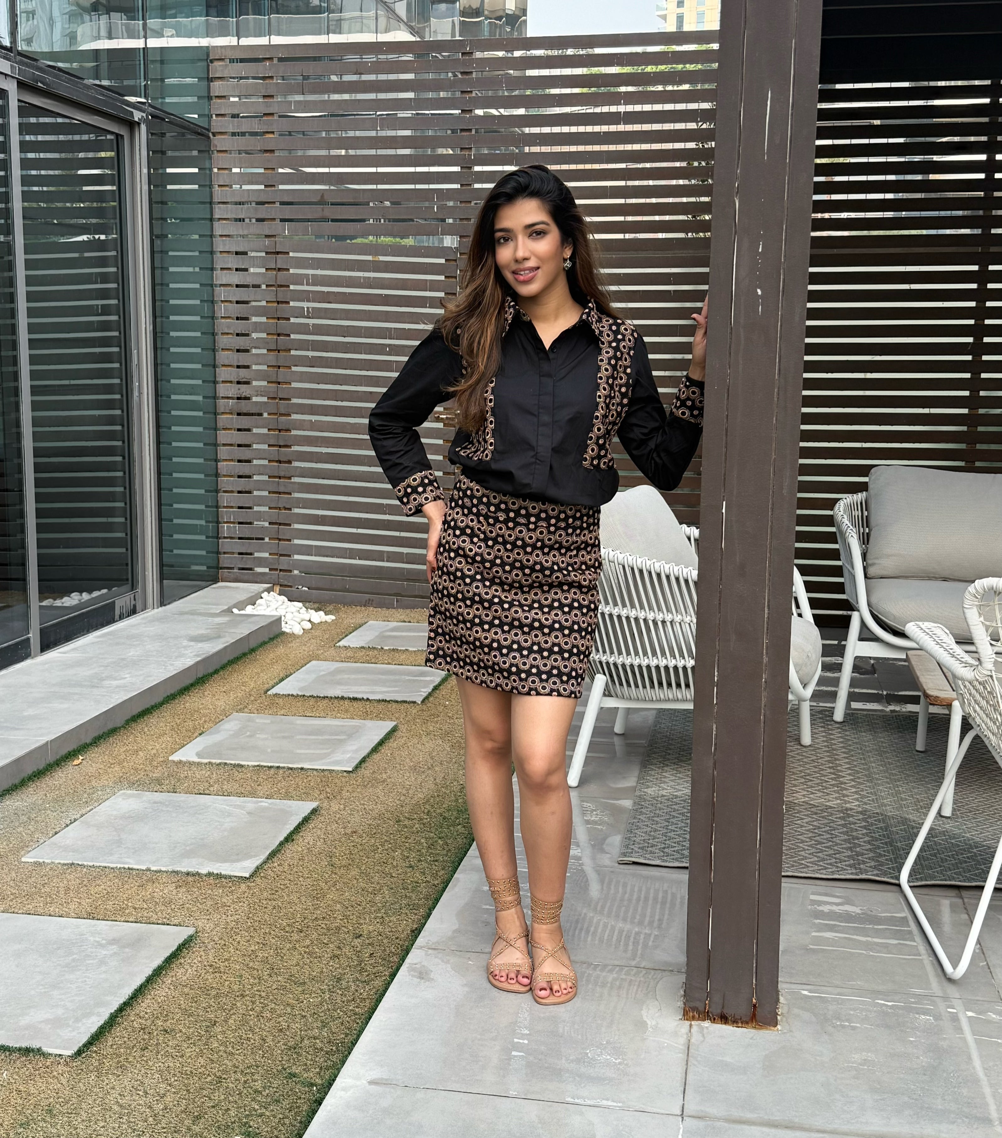 Anisha Jhaveri in The Petra Black Medallion Skirt Set