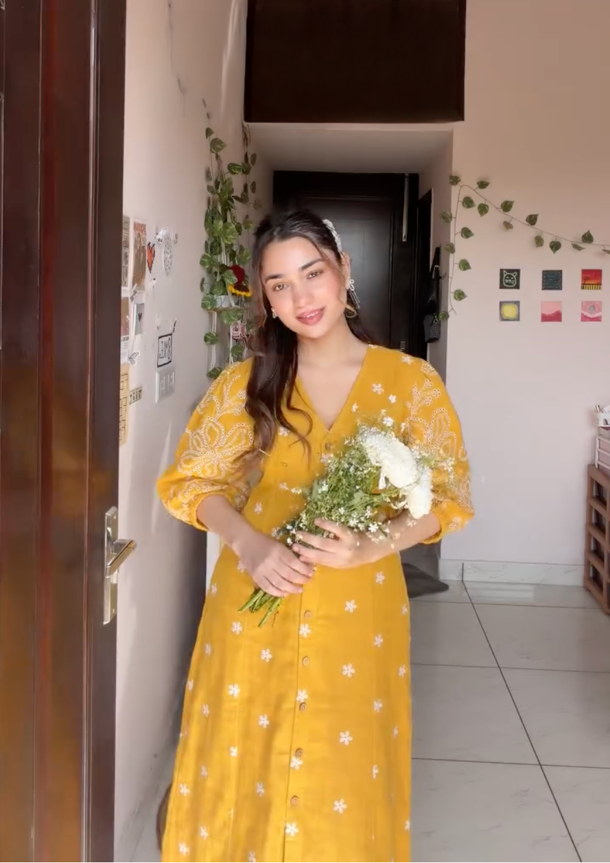 Jaskirat Kaur in Sunroot Meadow Midi Dress