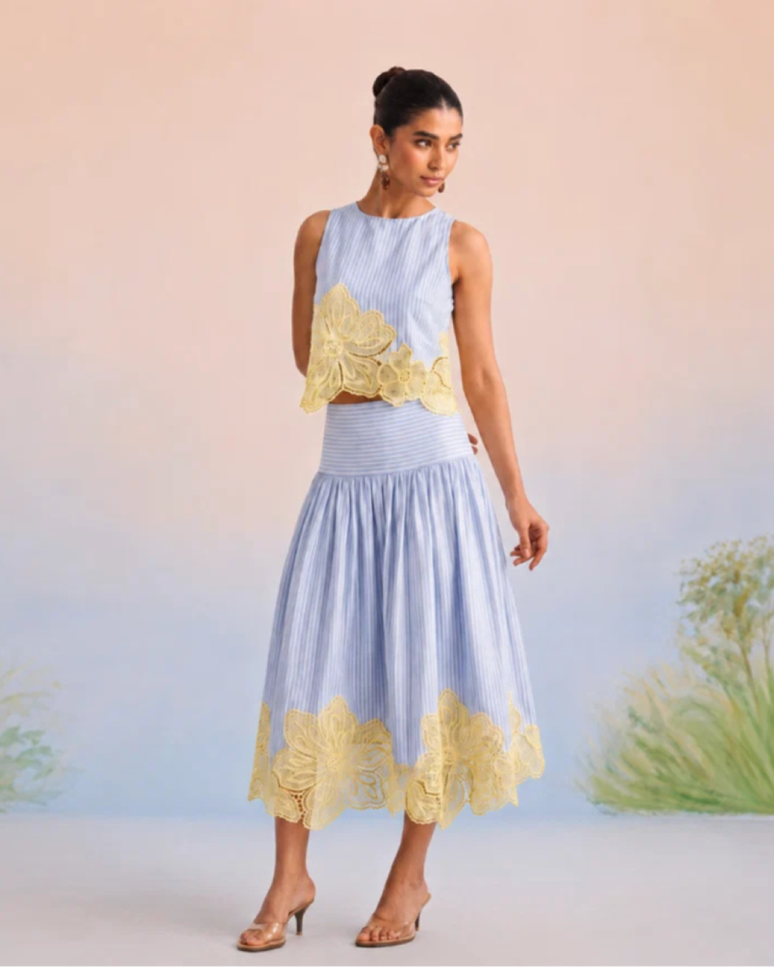Bulevar Blossom - The Amalfi Striped & Lemon Appliqué Skirt Set