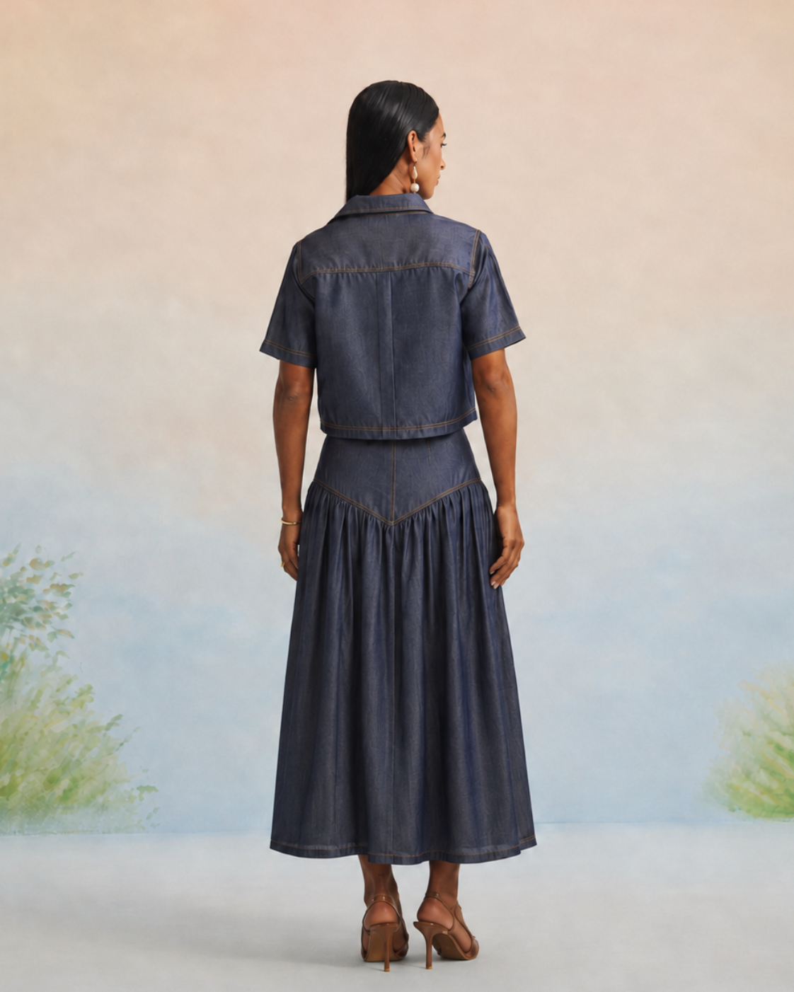 The Midnight Indigo Heritage Embroidered Denim Co-ord