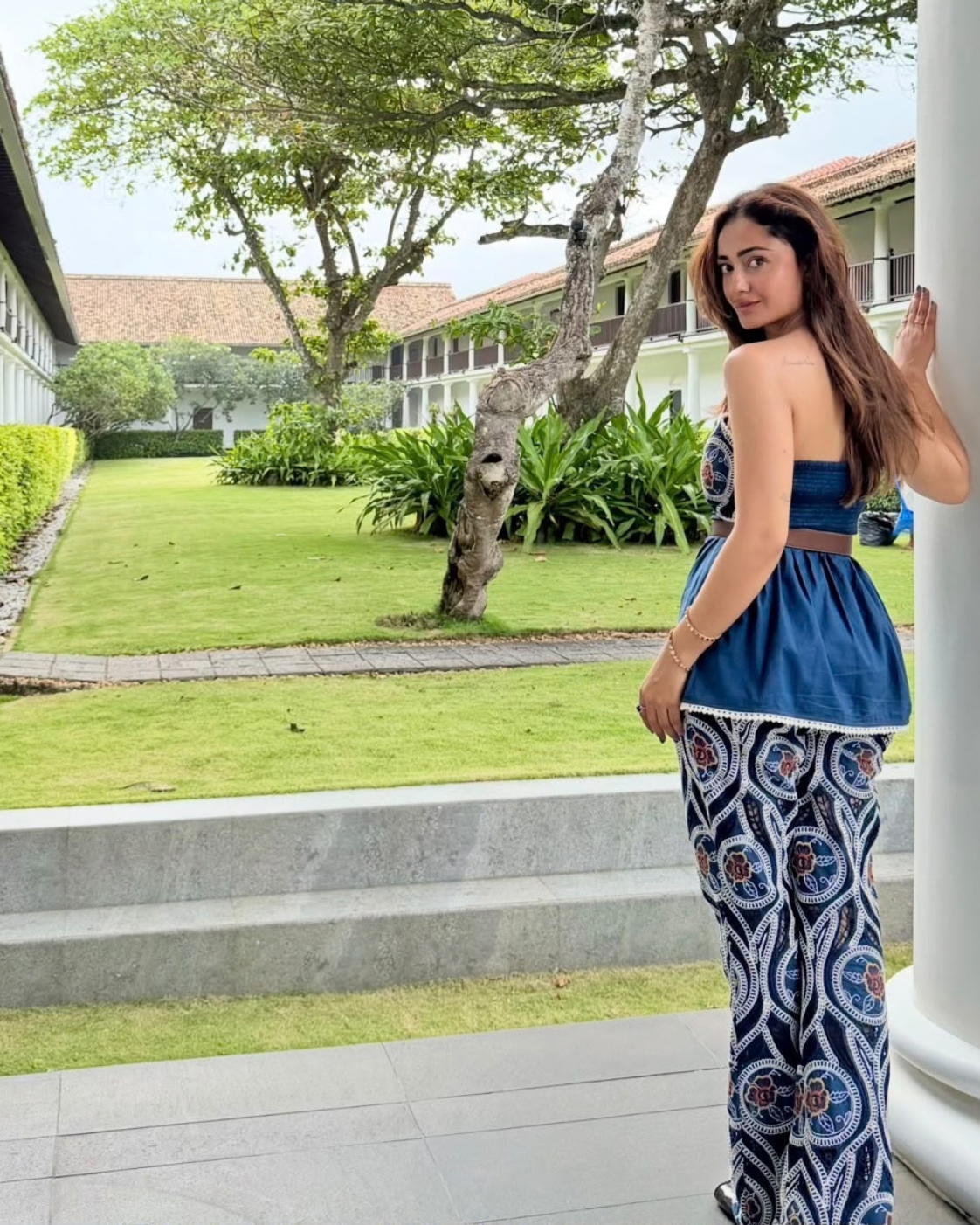 Tridha Choudhury in The Indigo Motif Strapless Embroidered Pant Set